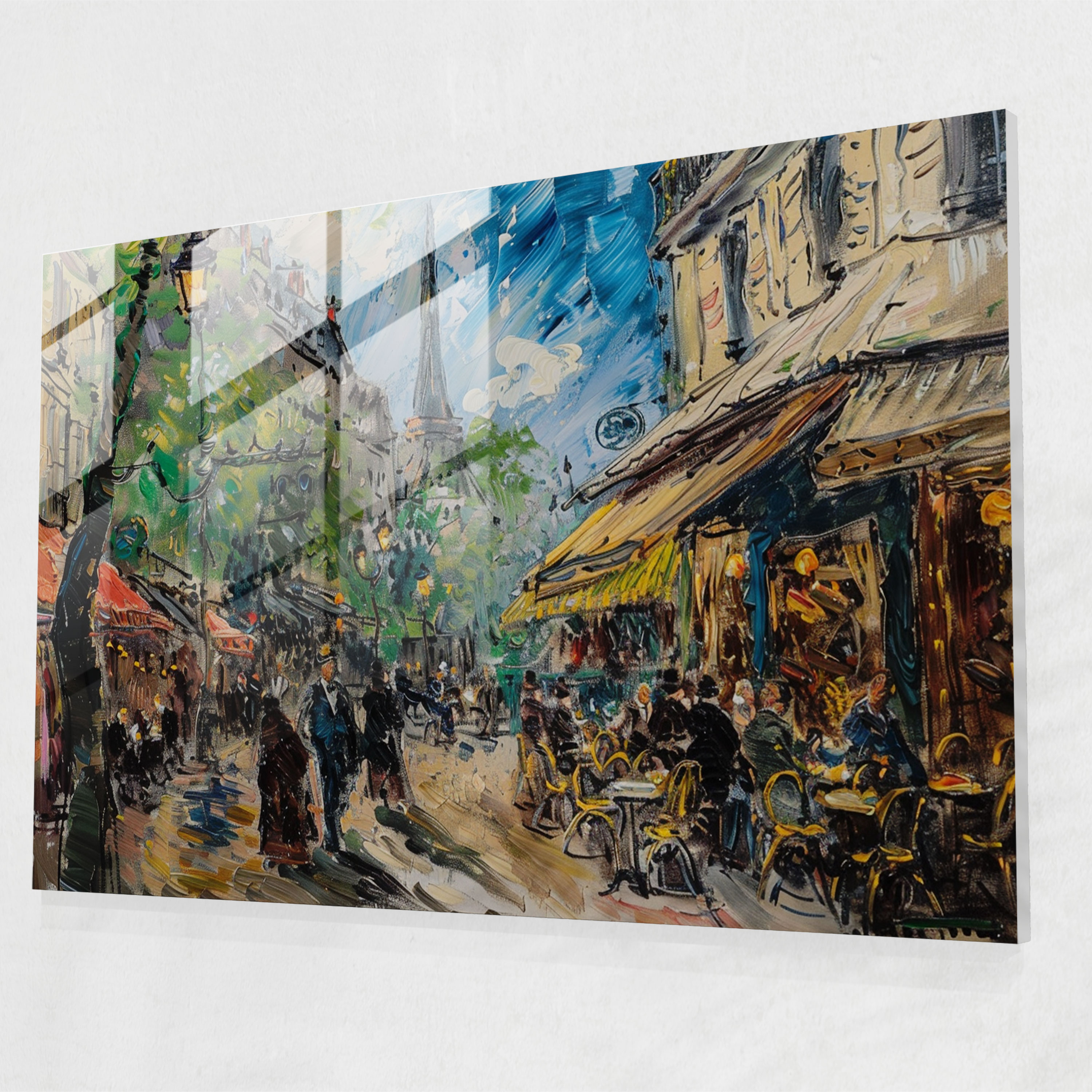 Claude Monet Glass Print - Parisian Street Cafes Glass Wall Art - Claude Monet, Home Decoration, Glass Wall Art, Claude Monet