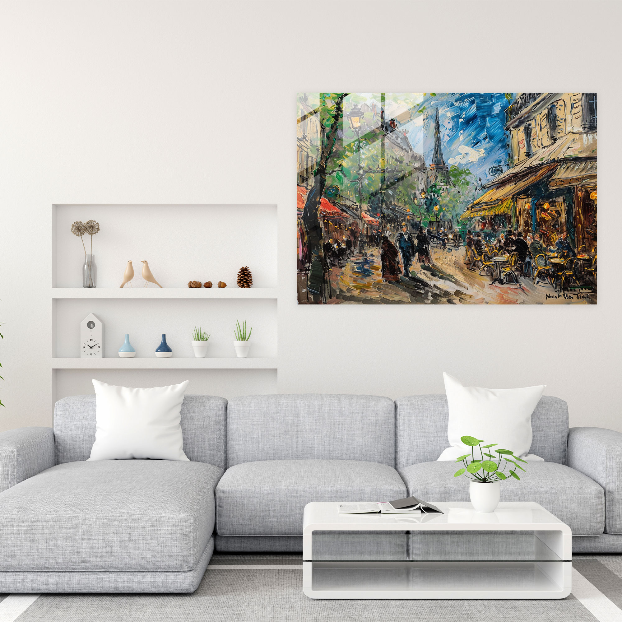 Claude Monet Glass Print - Parisian Street Cafes Glass Wall Art - Claude Monet, Home Decoration, Glass Wall Art, Claude Monet