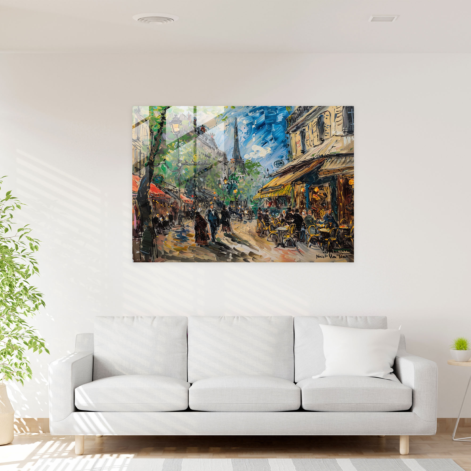 Claude Monet Glass Print - Parisian Street Cafes Glass Wall Art - Claude Monet, Home Decoration, Glass Wall Art, Claude Monet