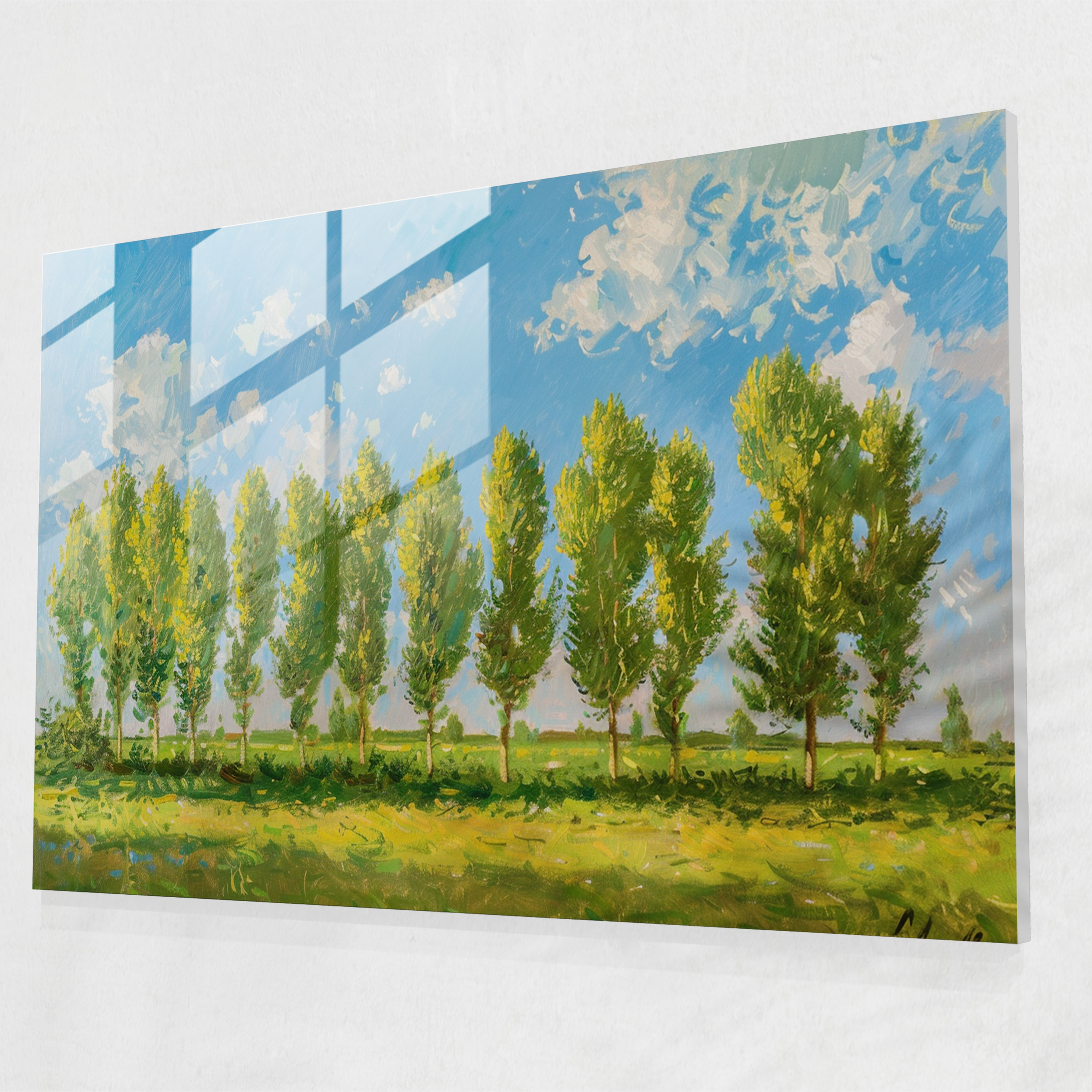 Claude Monet Glass Print - Poplar Trees Meadow Glass Wall Art - Claude Monet, Modern Art, Wall Decoration, Claude Monet
