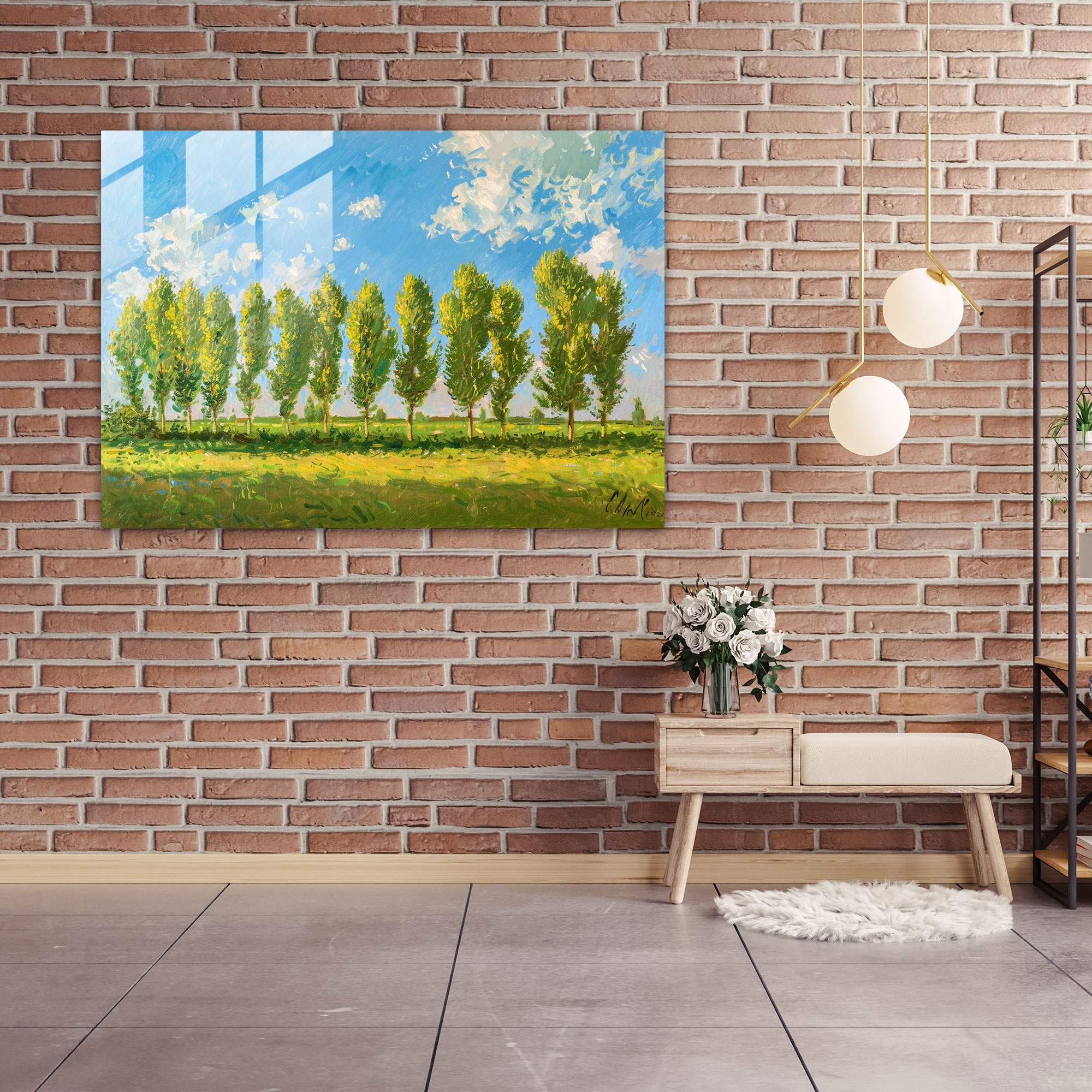 Claude Monet Glass Print - Poplar Trees Meadow Glass Wall Art - Claude Monet, Modern Art, Wall Decoration, Claude Monet