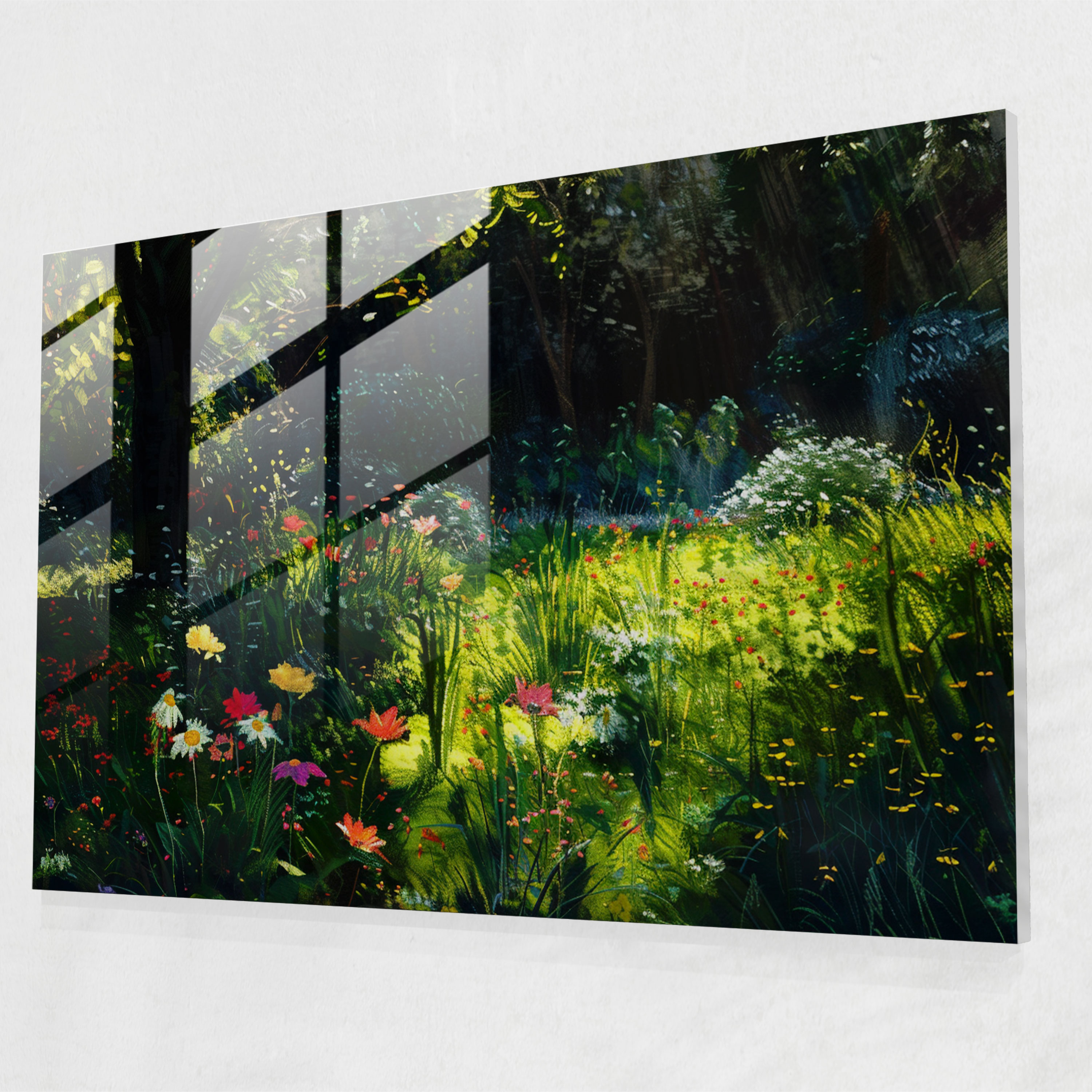 Claude Monet Glass Print - Sunlit Garden Flowers Modern Art - Claude Monet, Home Decoration, Modern Art, Glass Art