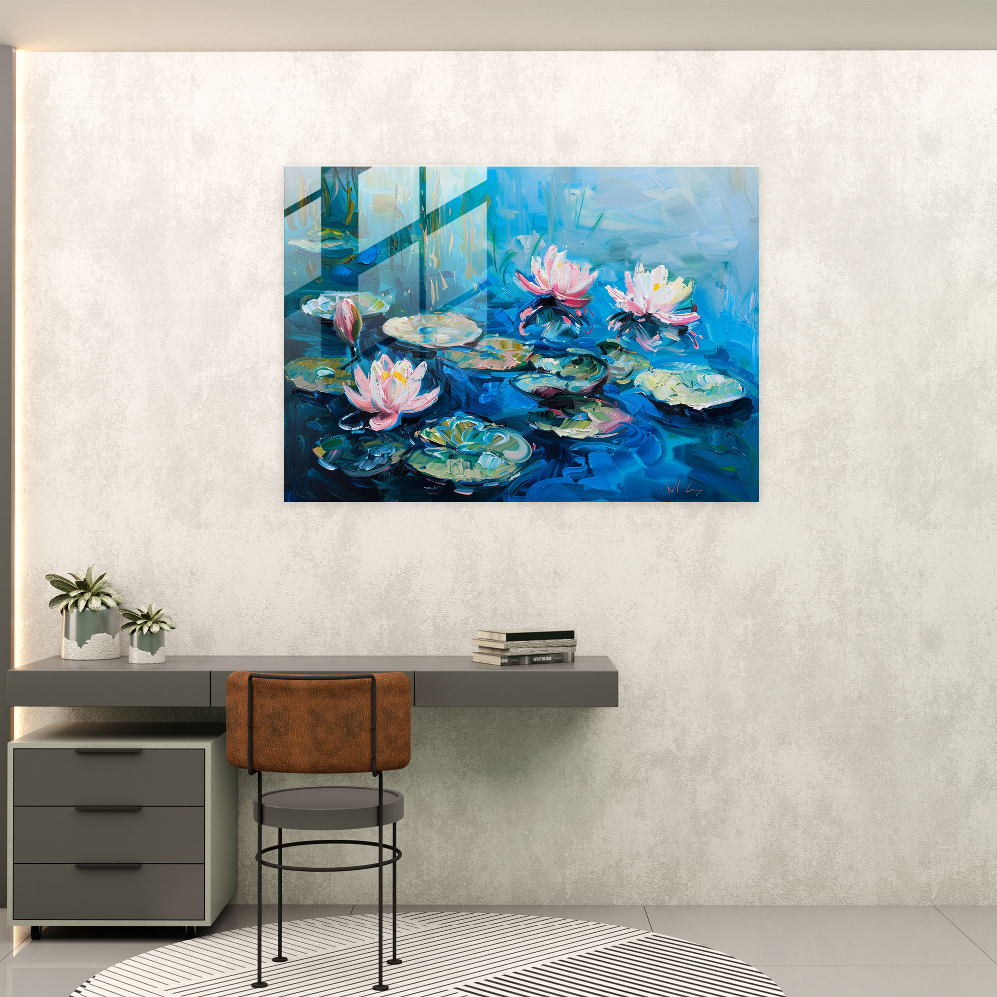 Claude Monet Water Lilies Glass Print - Claude Monet, Claude Monet, Glass Print, Glass Wall Art