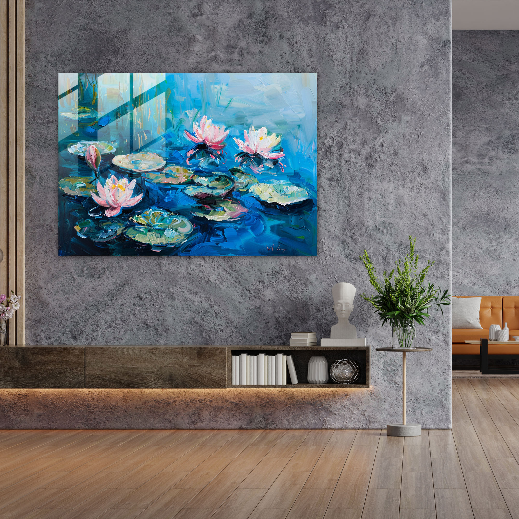 Claude Monet Water Lilies Glass Print - Claude Monet, Claude Monet, Glass Print, Glass Wall Art