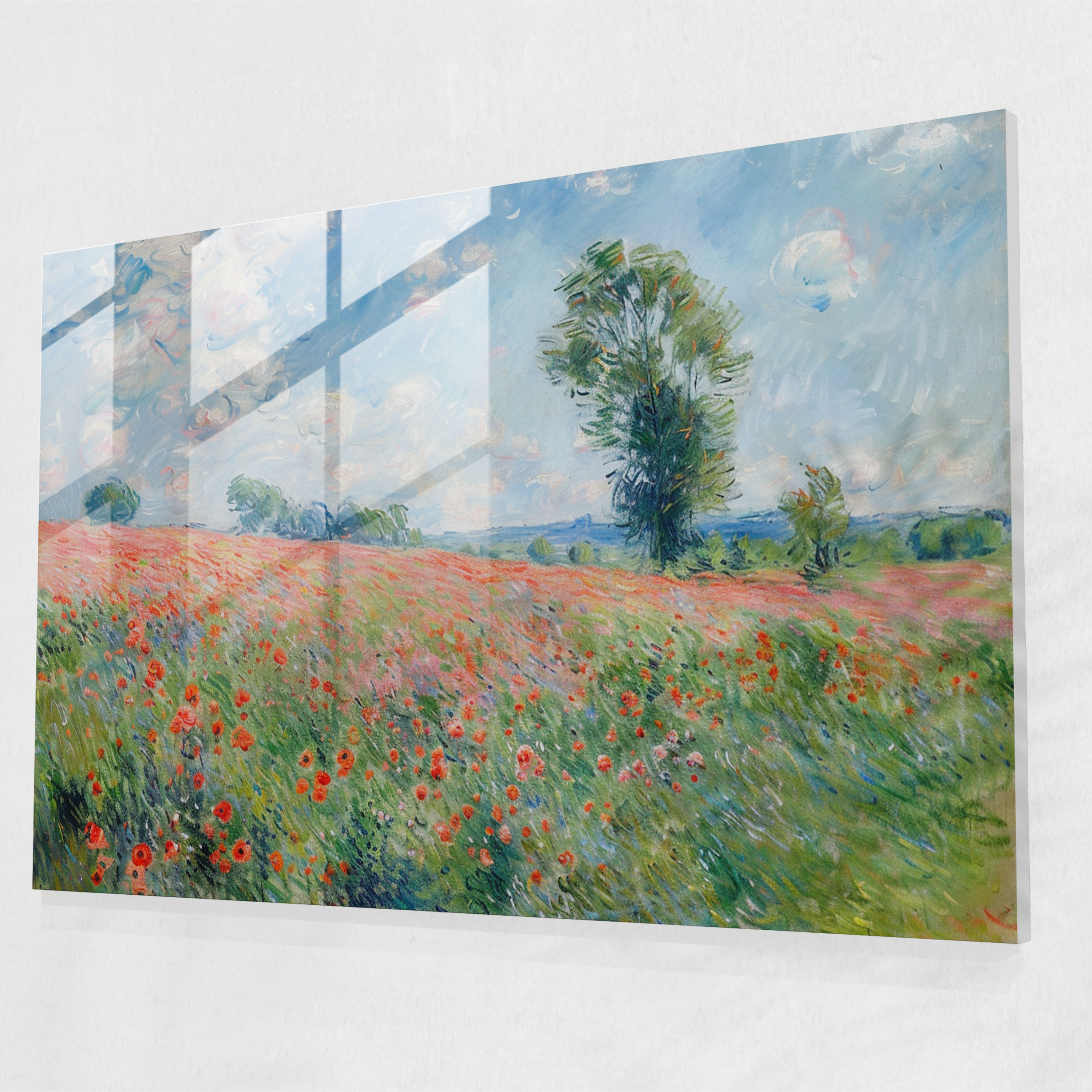 Claude Monet Field Of Poppies Home Decoration - Claude Monet, Wall Decoration, Glass Print, Modern Art
