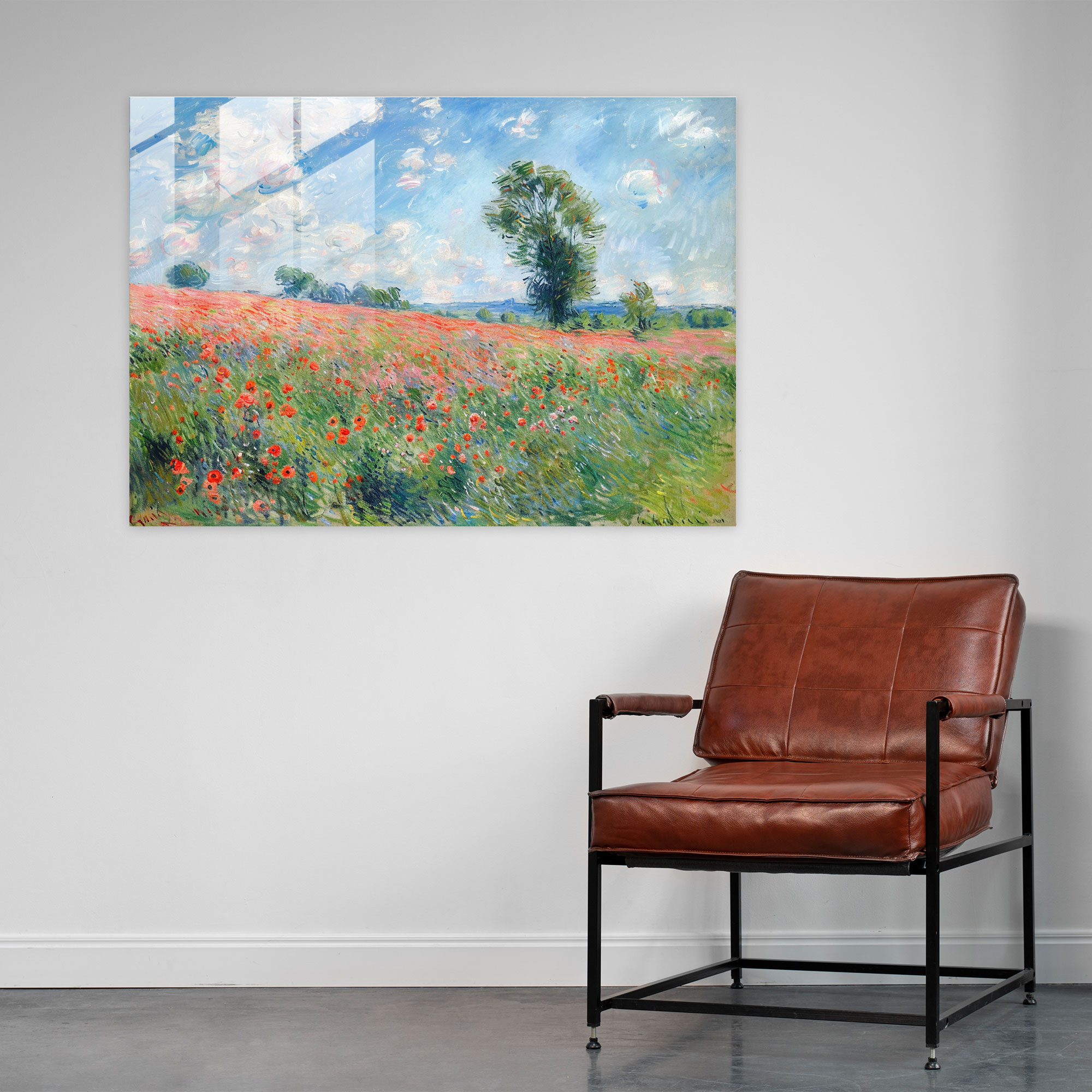 Claude Monet Field Of Poppies Home Decoration - Claude Monet, Wall Decoration, Glass Print, Modern Art
