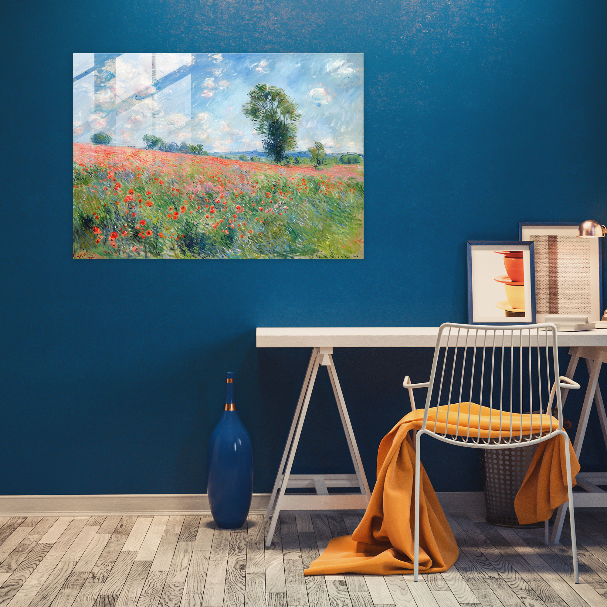Claude Monet Field Of Poppies Home Decoration - Claude Monet, Wall Decoration, Glass Print, Modern Art