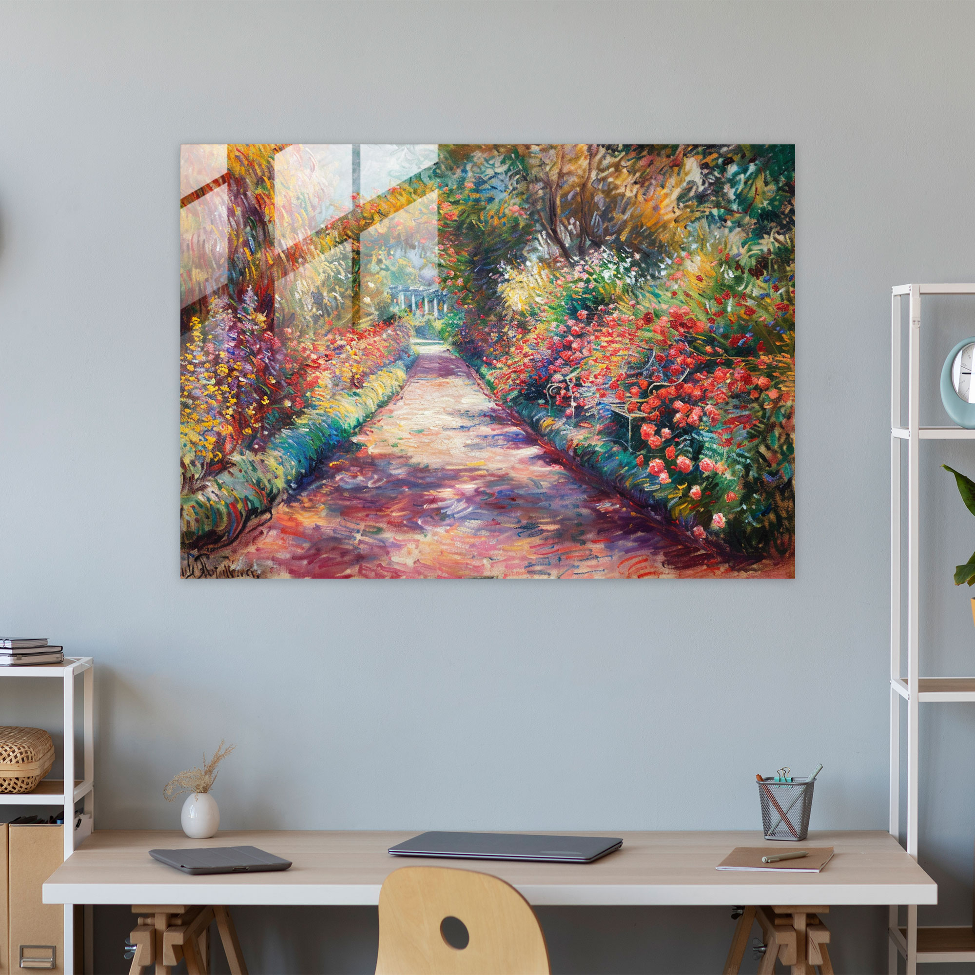 Claude Monet Artist's Garden Glass Wall Decoration - Claude Monet, Glass Print, Glass Wall Art, Modern Art