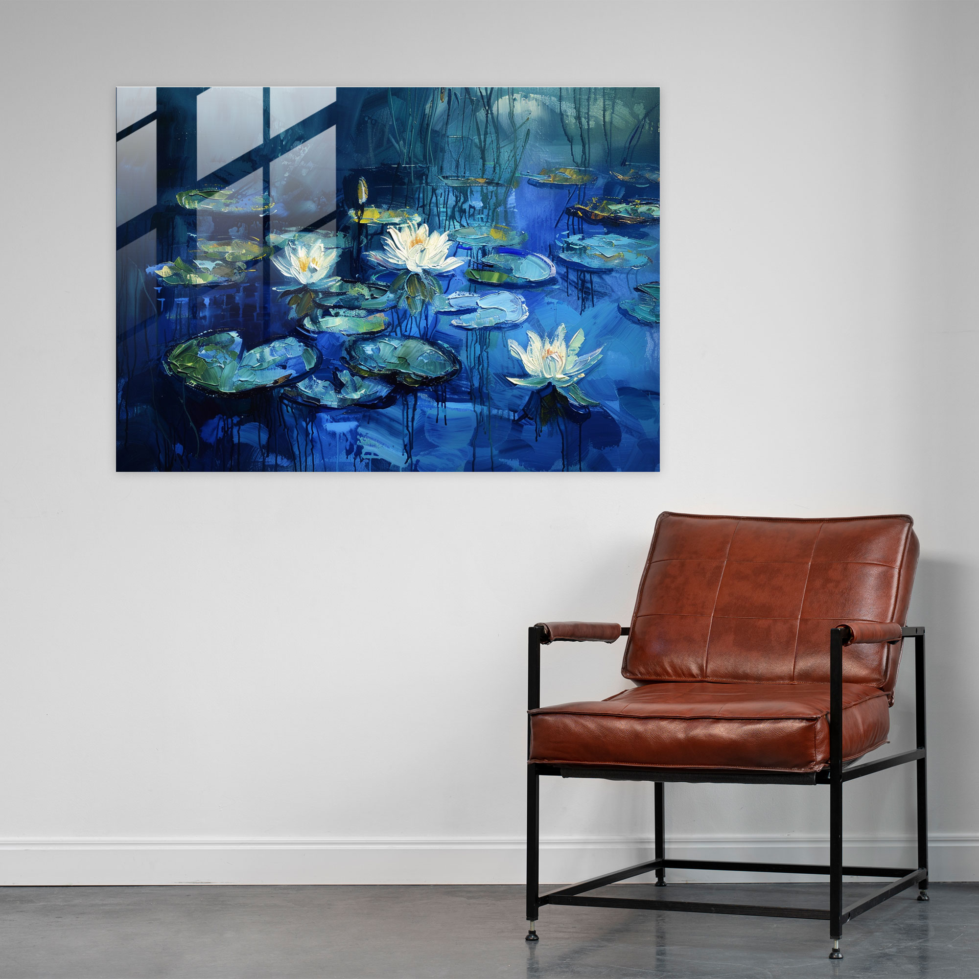 Claude Monet Blue Water Lilies Glass Wall Art - Claude Monet, Modern Art, Glass Print, Wall Decoration