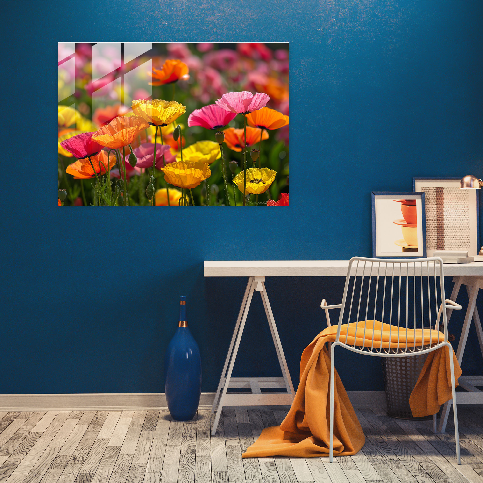Claude Monet Glass Print Fields Of Poppies - Claude Monet, Home Decoration, Glass Print, Glass Wall Art