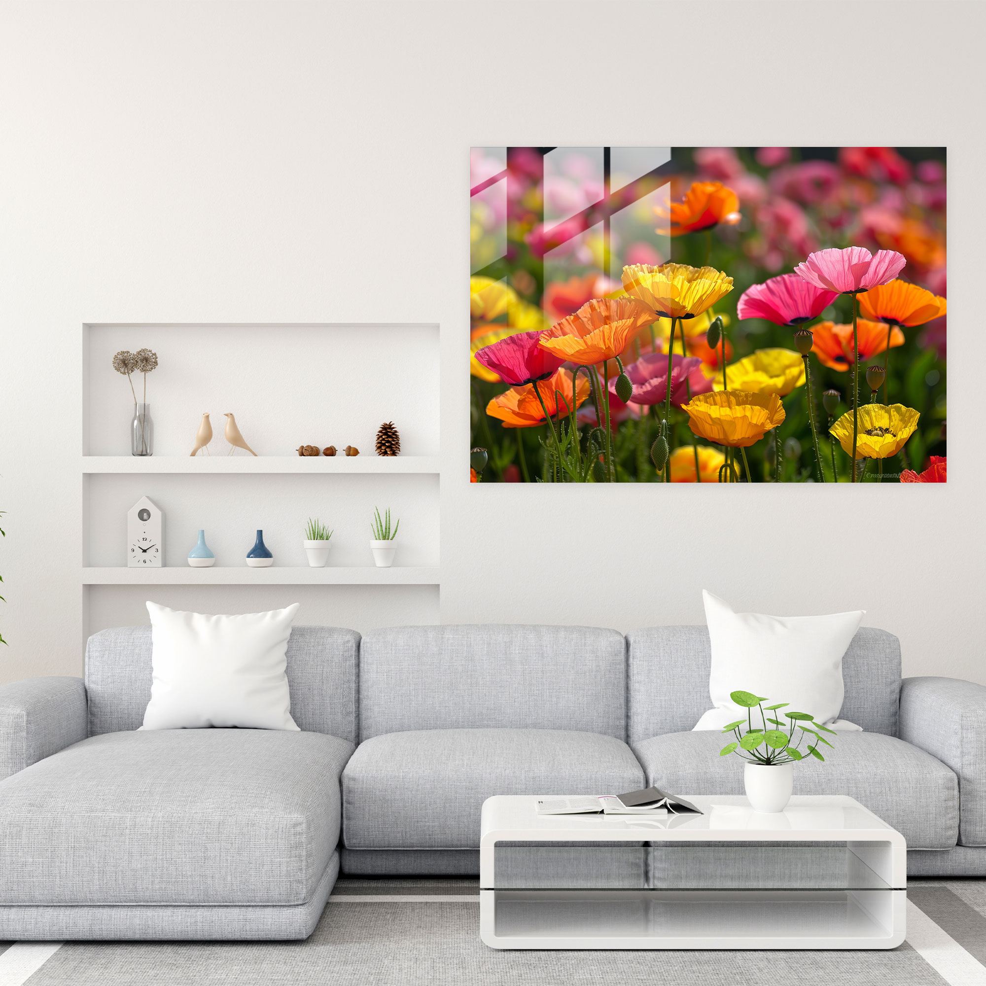 Claude Monet Glass Print Fields Of Poppies - Claude Monet, Home Decoration, Glass Print, Glass Wall Art