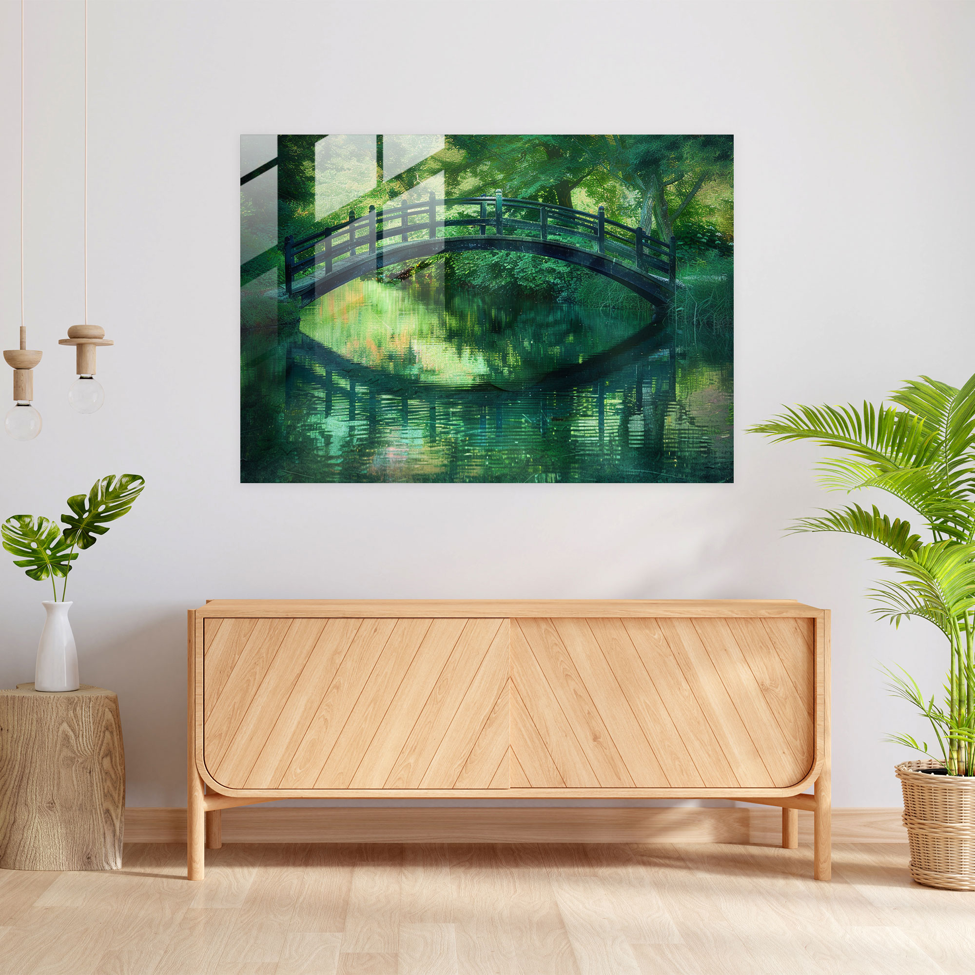 Claude Monet Glass Print Reflections On River - Claude Monet, Home Decoration, Glass Print, Glass Art