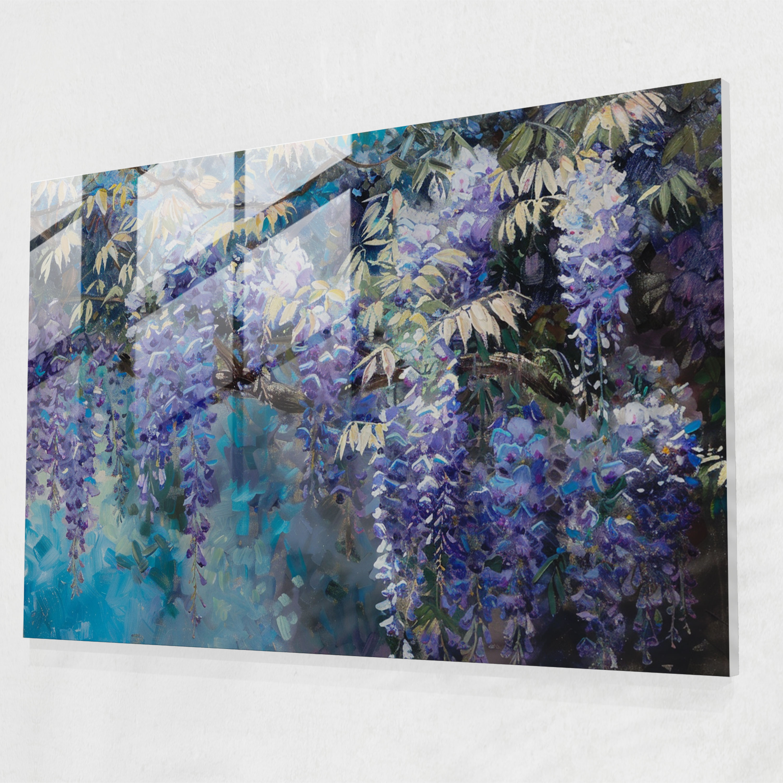 Claude Monet Glass Wall Art Blooming Wisteria - Claude Monet, Glass Art, Glass Wall Art, Home Decoration