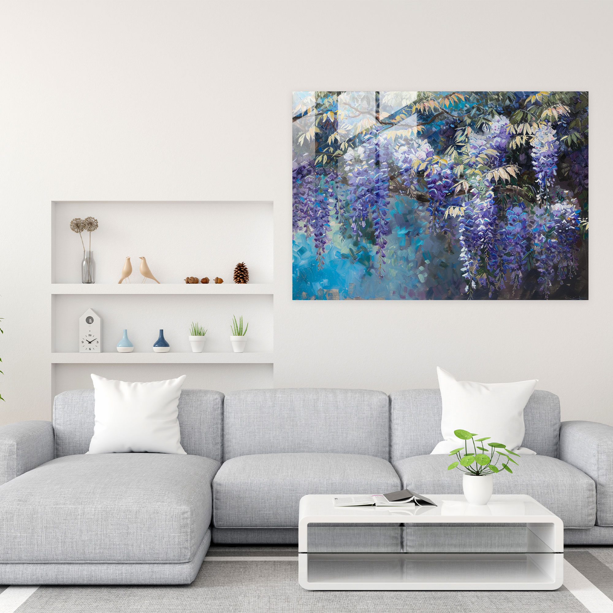 Claude Monet Glass Wall Art Blooming Wisteria - Claude Monet, Glass Art, Glass Wall Art, Home Decoration