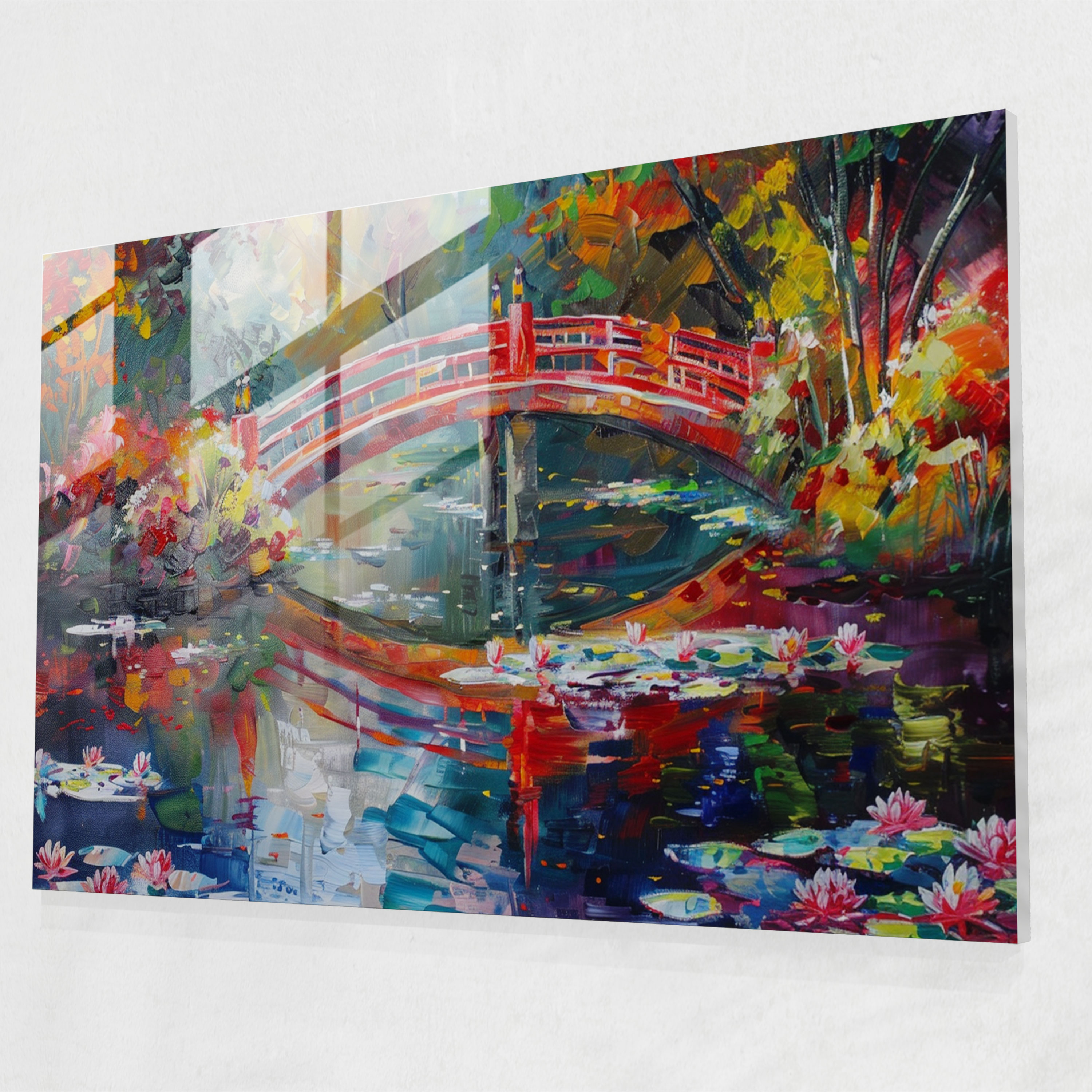 Claude Monet Glass Print Colorful Bridge - Claude Monet, Wall Decoration, Claude Monet, Modern Art
