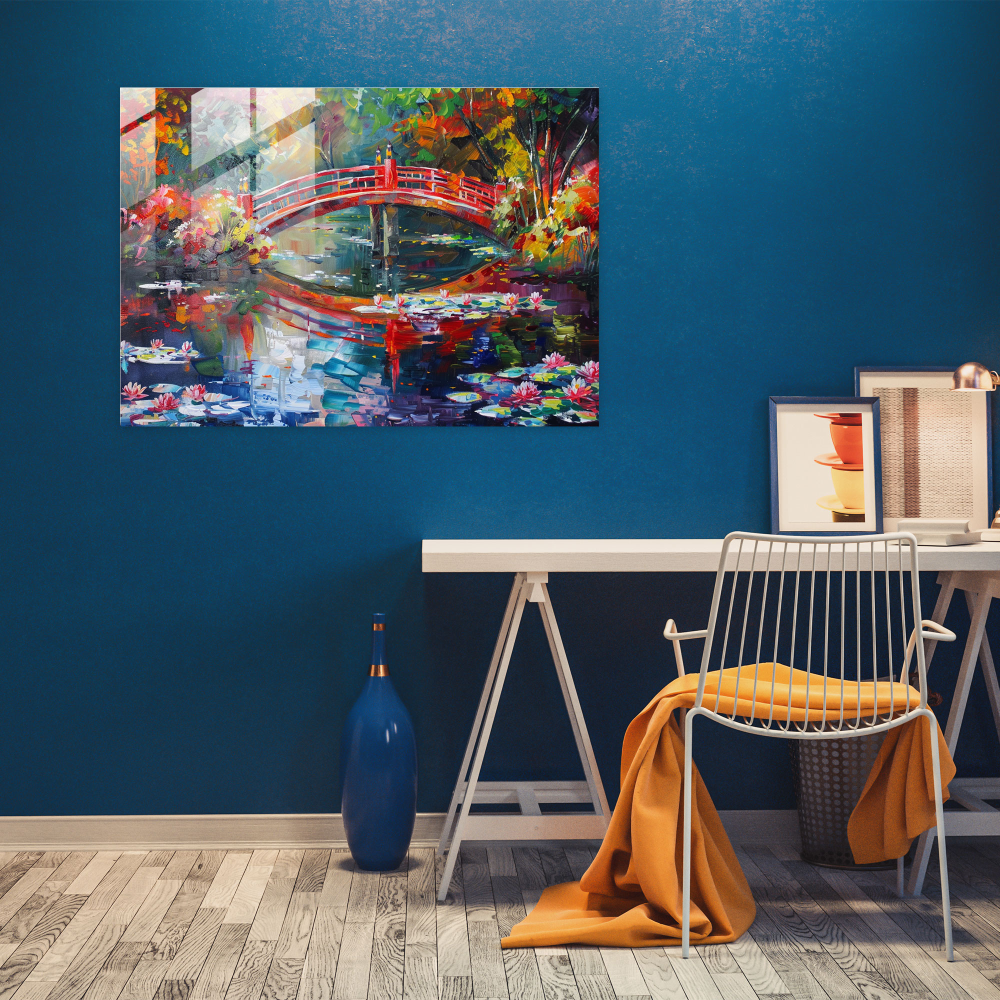 Claude Monet Glass Print Colorful Bridge - Claude Monet, Wall Decoration, Claude Monet, Modern Art