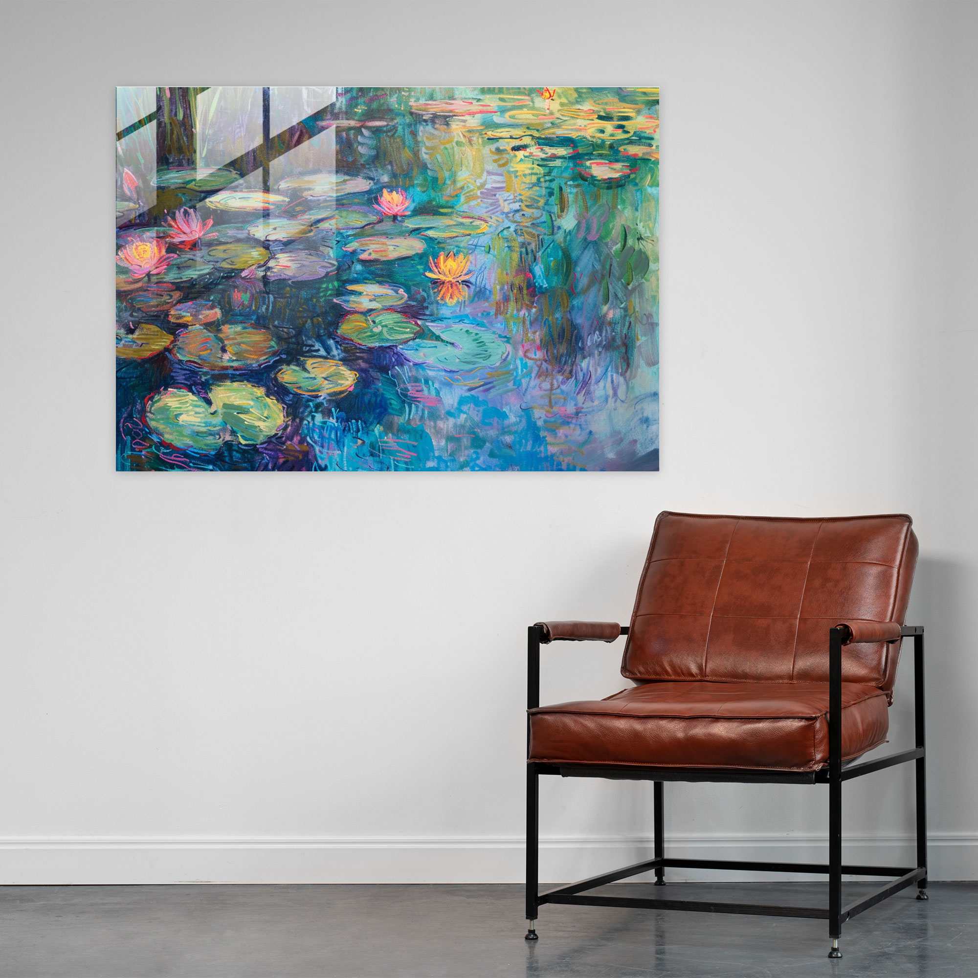 Monet Inspired Blooming Water Lilies Glass Print - Claude Monet, Claude Monet, Wall Decoration, Glass Print