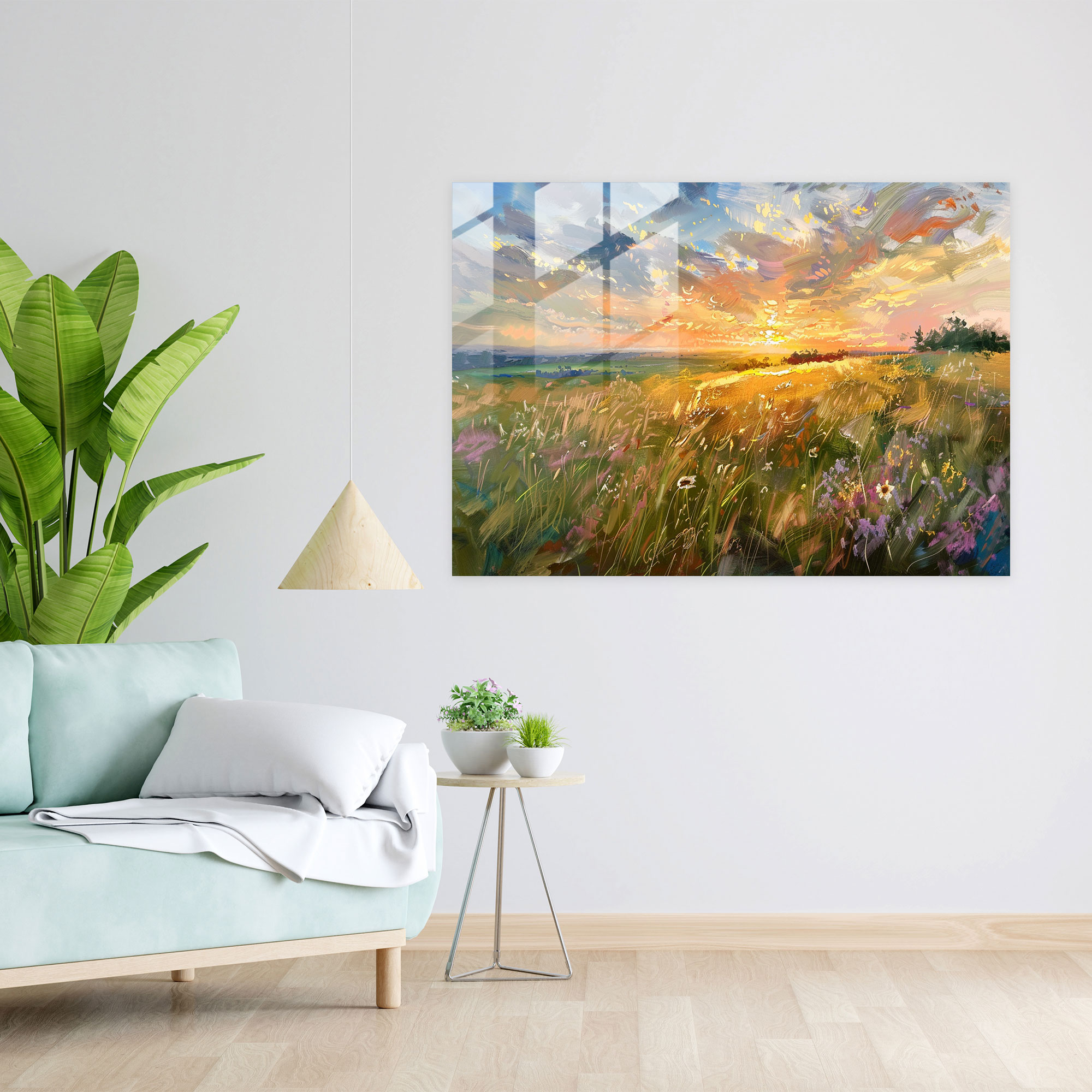 Impressionistic Landscape Sun Setting Glass Wall Art - Claude Monet, Glass Print, Home Decoration, Modern Art