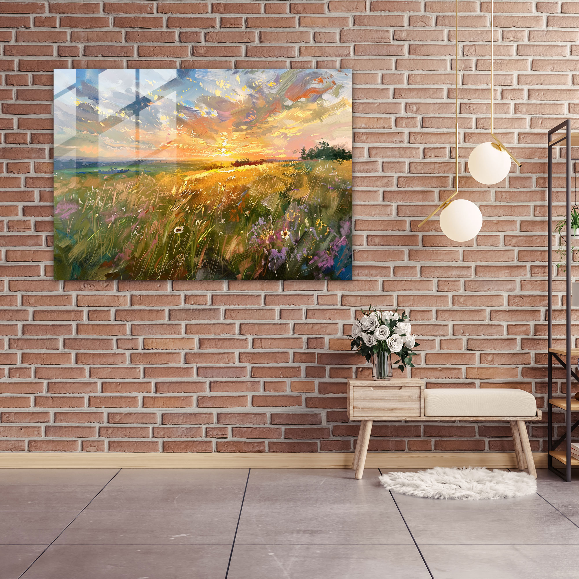 Impressionistic Landscape Sun Setting Glass Wall Art - Claude Monet, Glass Print, Home Decoration, Modern Art