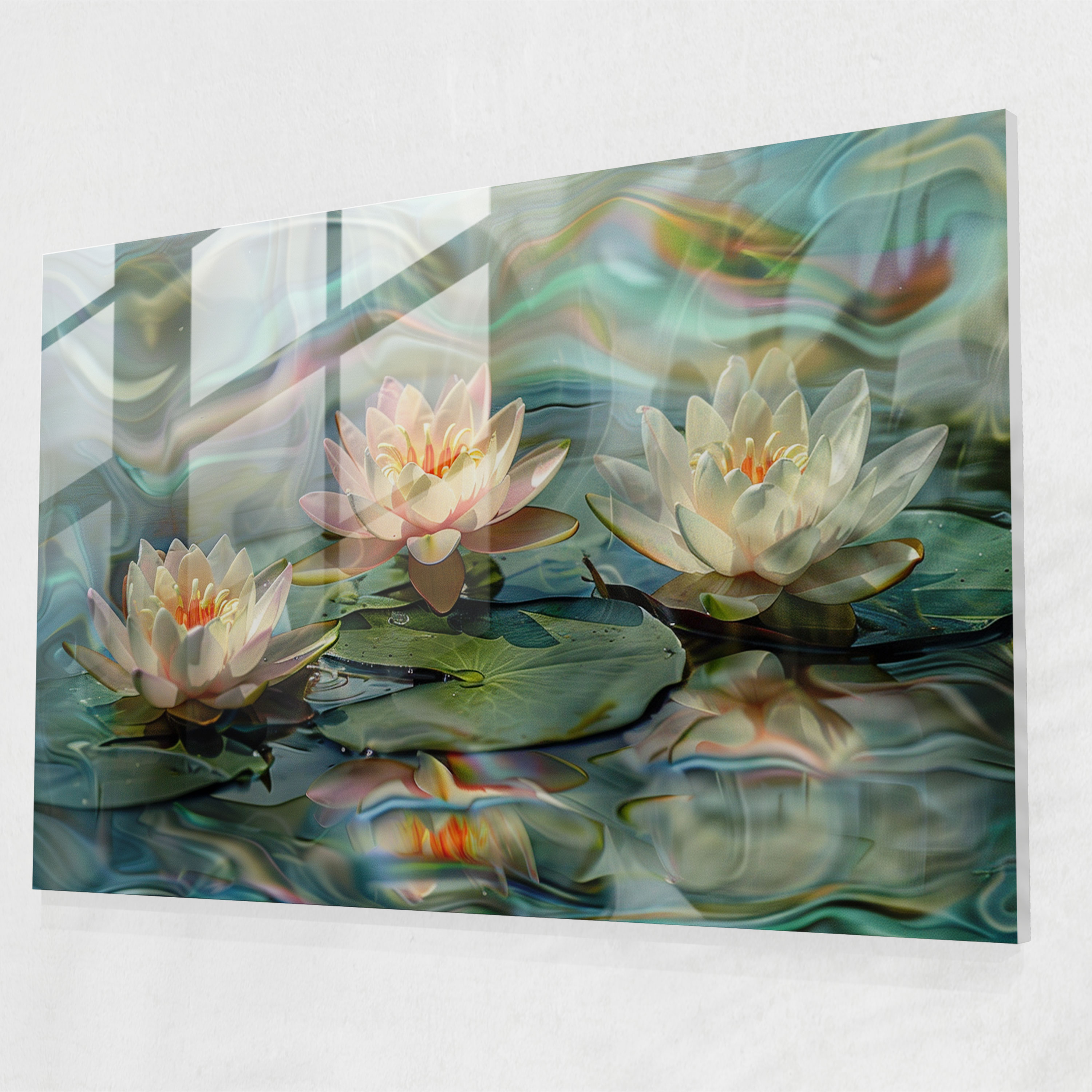 Water Lilies Serene Pond Glass Art - Claude Monet, Home Decoration, Claude Monet, Modern Art