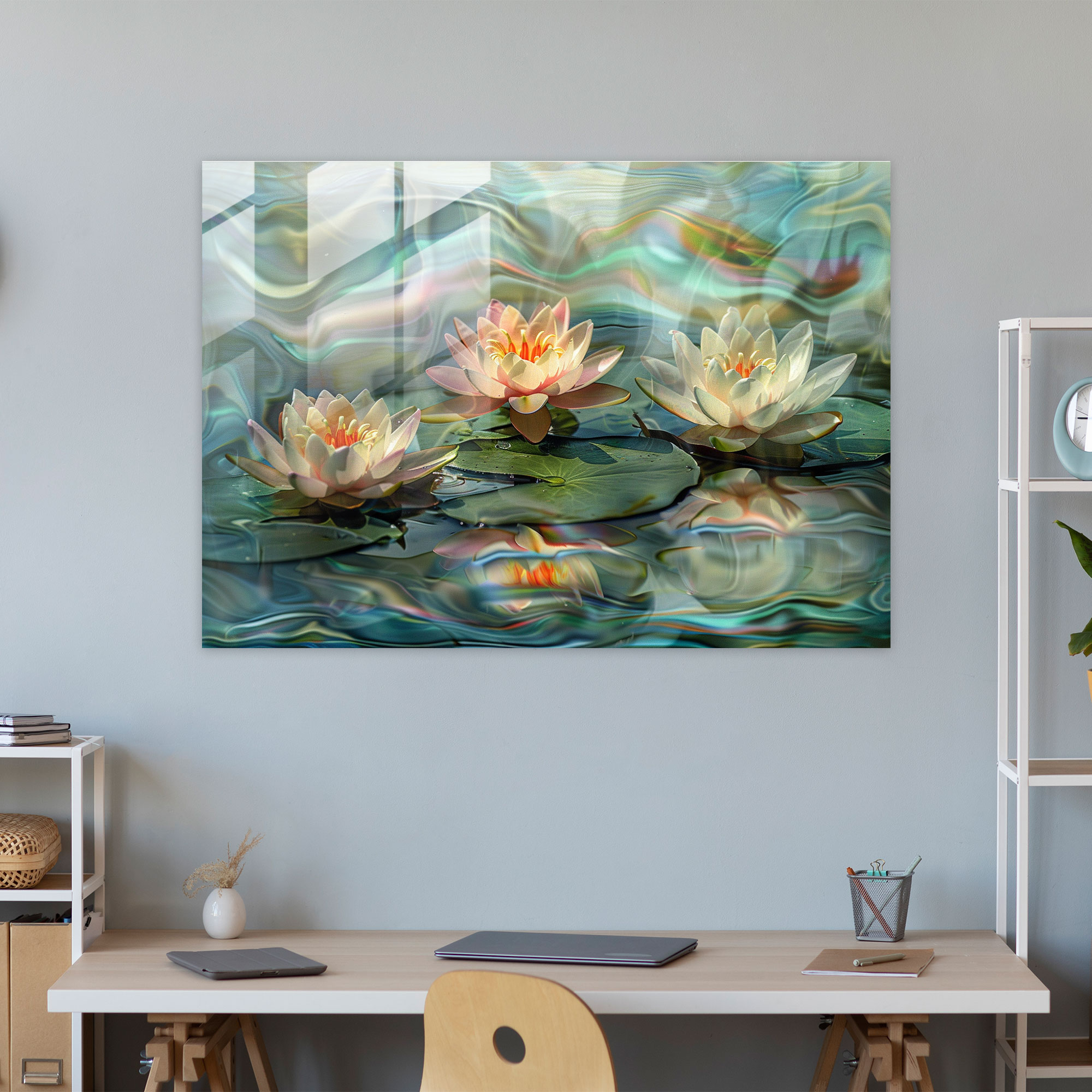 Water Lilies Serene Pond Glass Art - Claude Monet, Home Decoration, Claude Monet, Modern Art