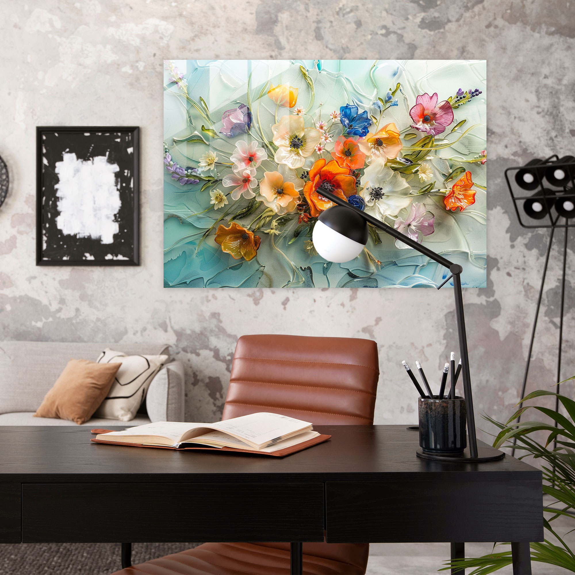 Monet Inspired Floral Bouquet Glass Wall Art - Claude Monet, Glass Wall Art, Wall Decoration, Glass Print