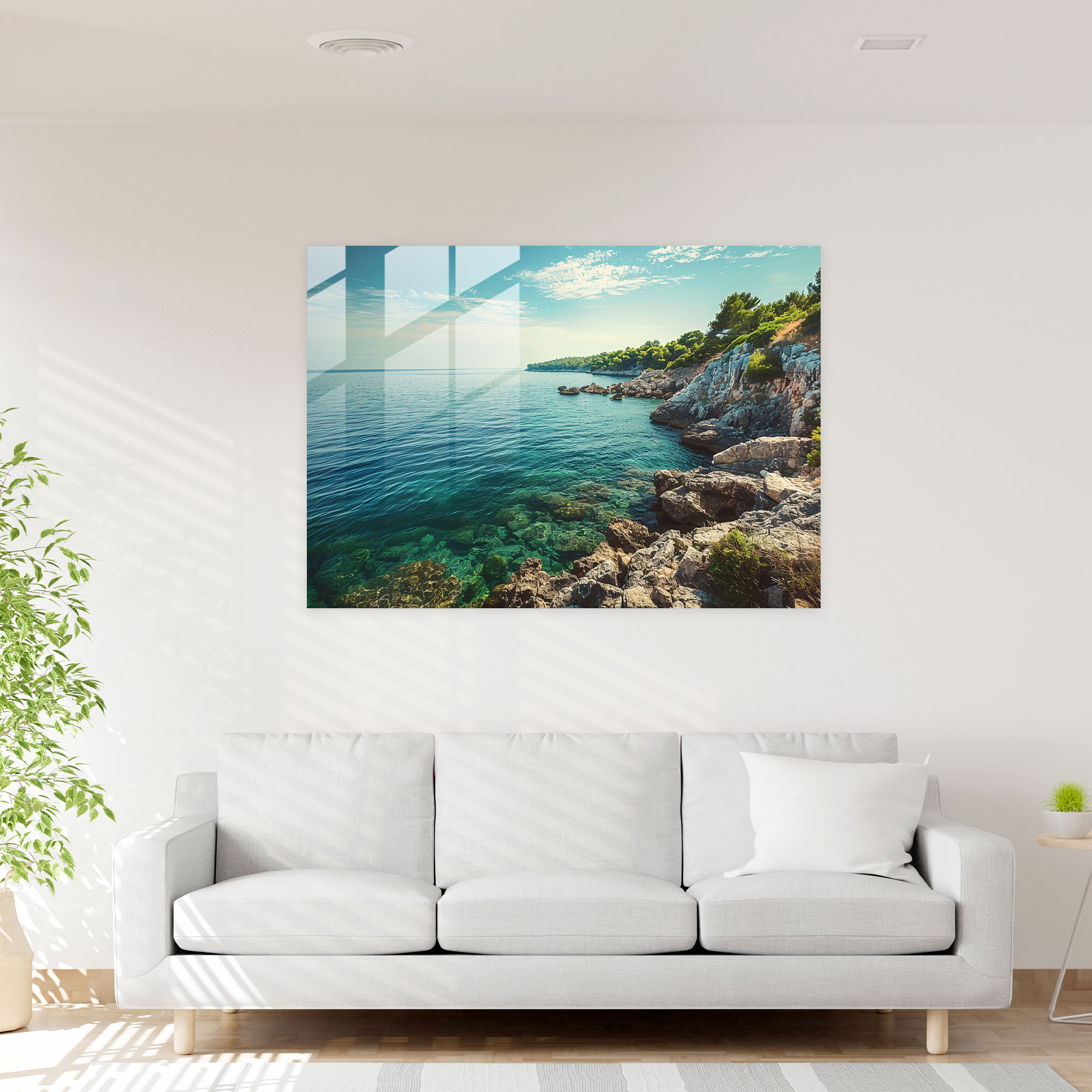 Seaside Landscape Calm Ocean View Glass Print - Claude Monet, Modern Art, Glass Art, Claude Monet