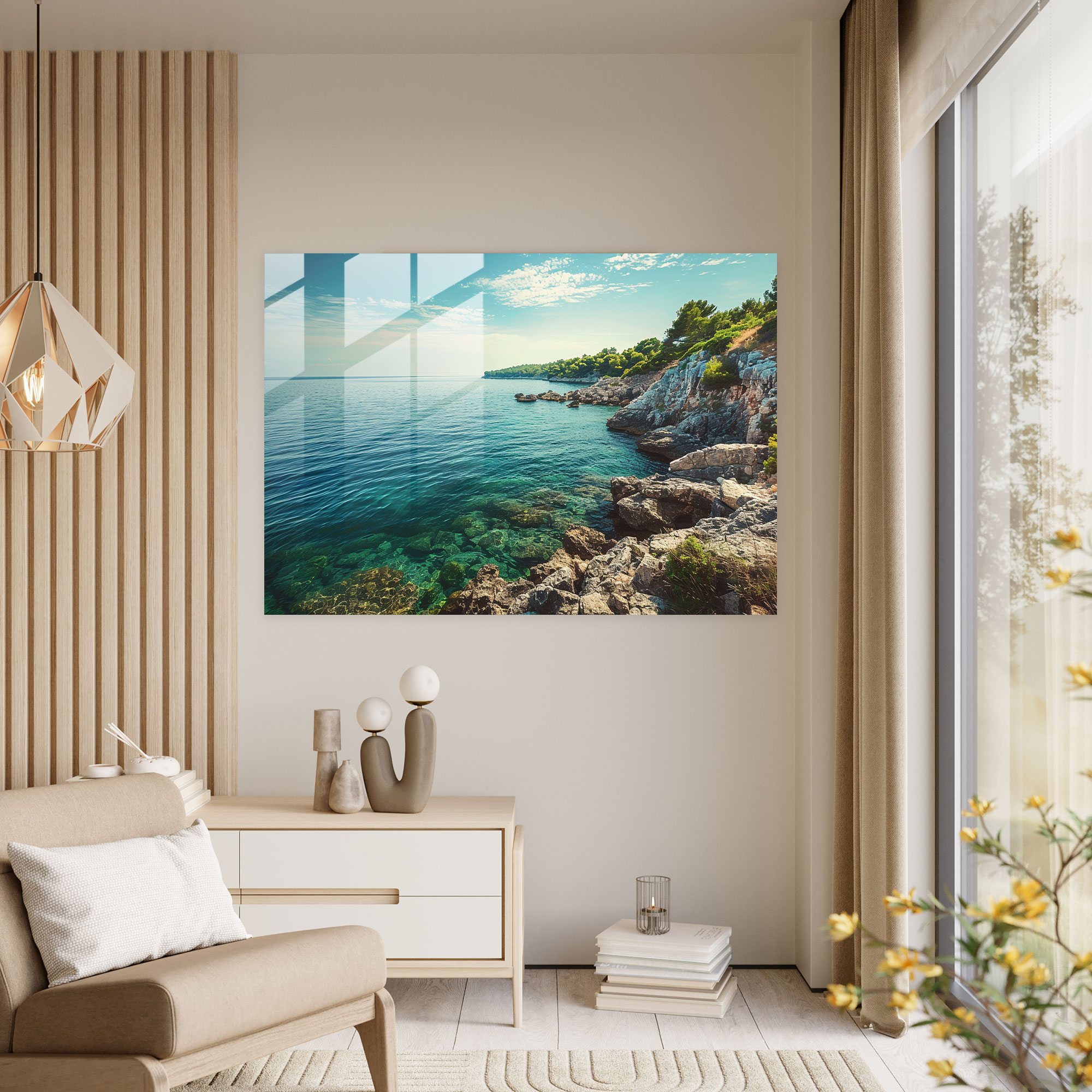 Seaside Landscape Calm Ocean View Glass Print - Claude Monet, Modern Art, Glass Art, Claude Monet