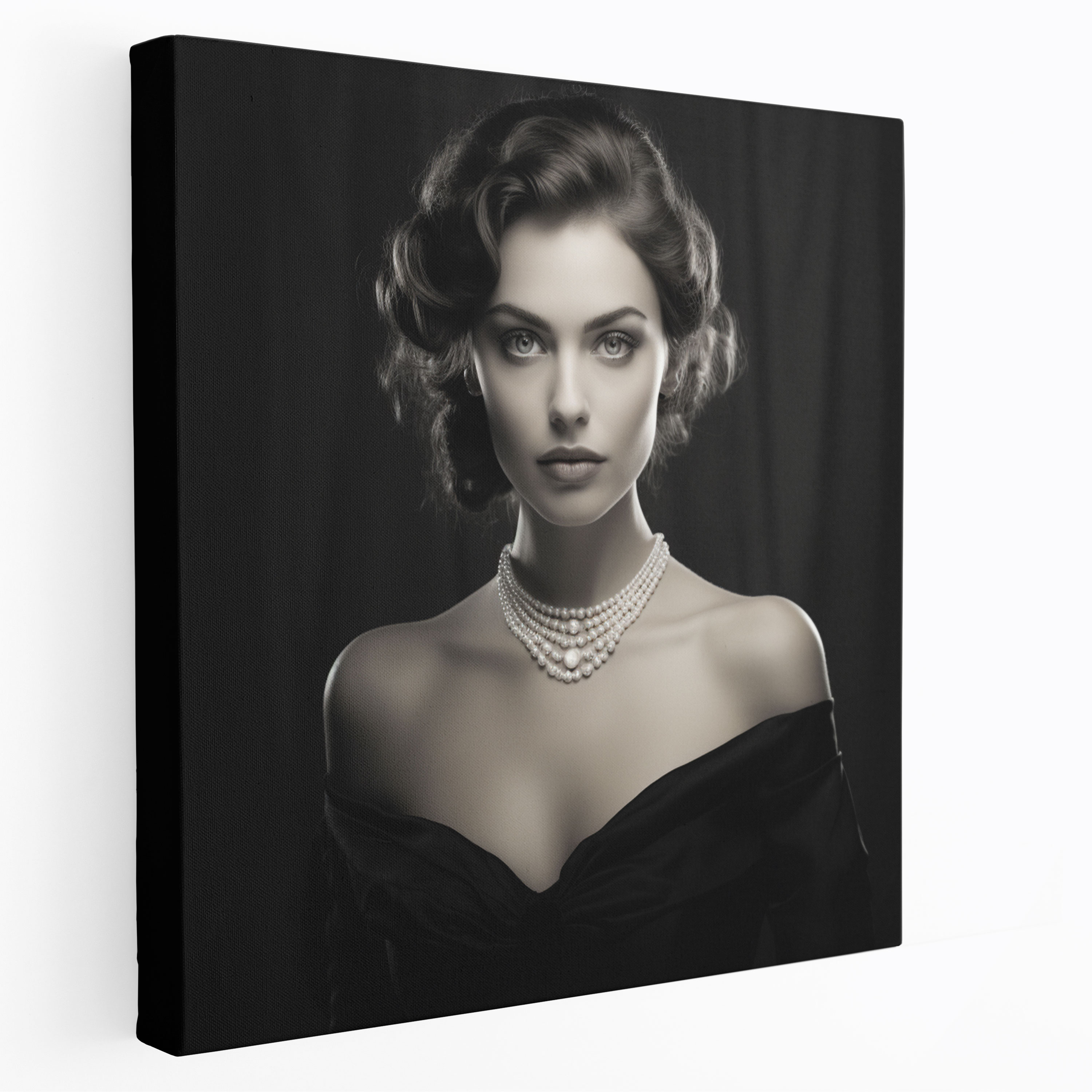 Classic Black And White Portrait Canvas Print - Classic, Elegant Woman, Wall Decoration, Black And White Portrait