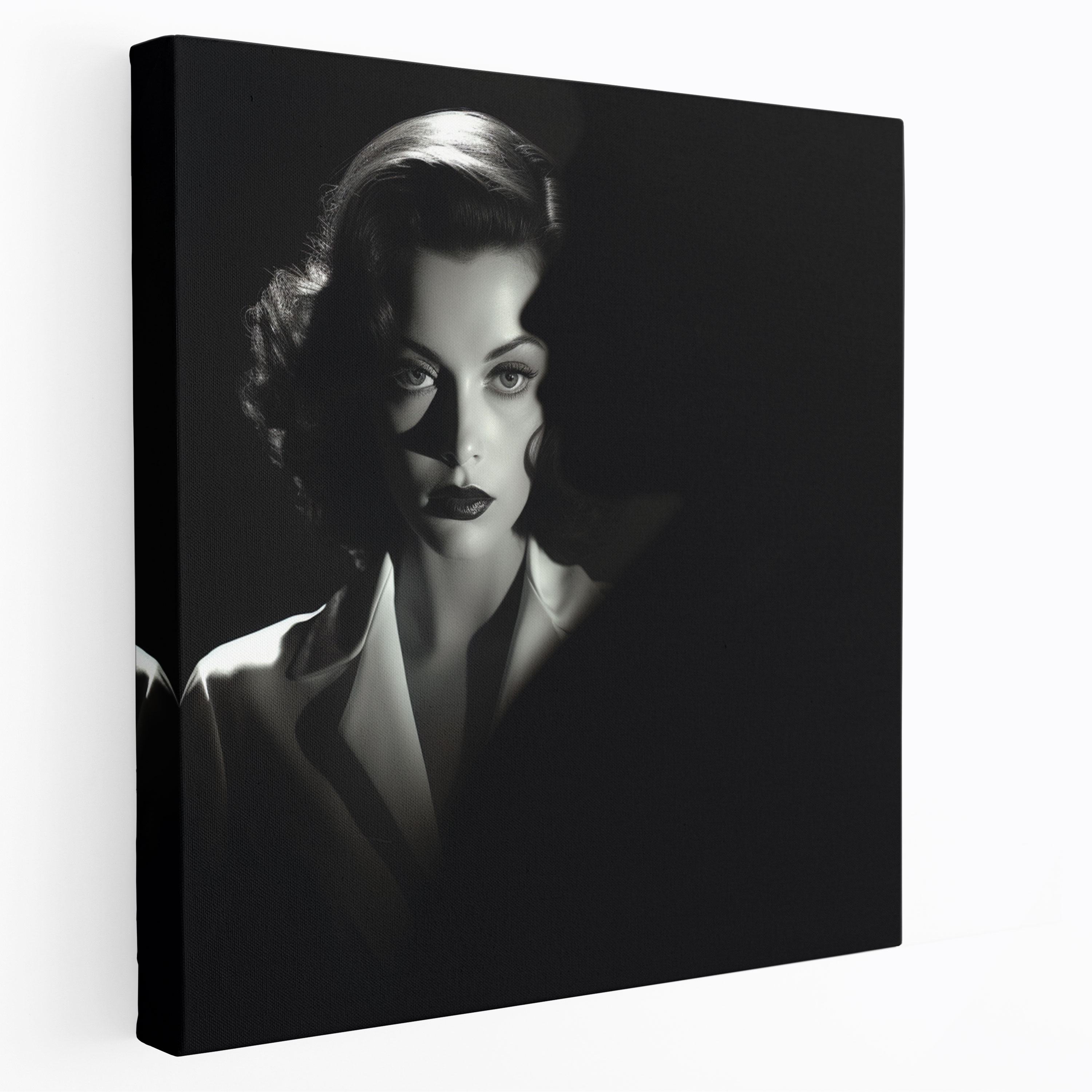 Klasik Film Noir Femme Fatale Duvar Sanatı - Gizemli Femme Fatale Kanvas Tablo