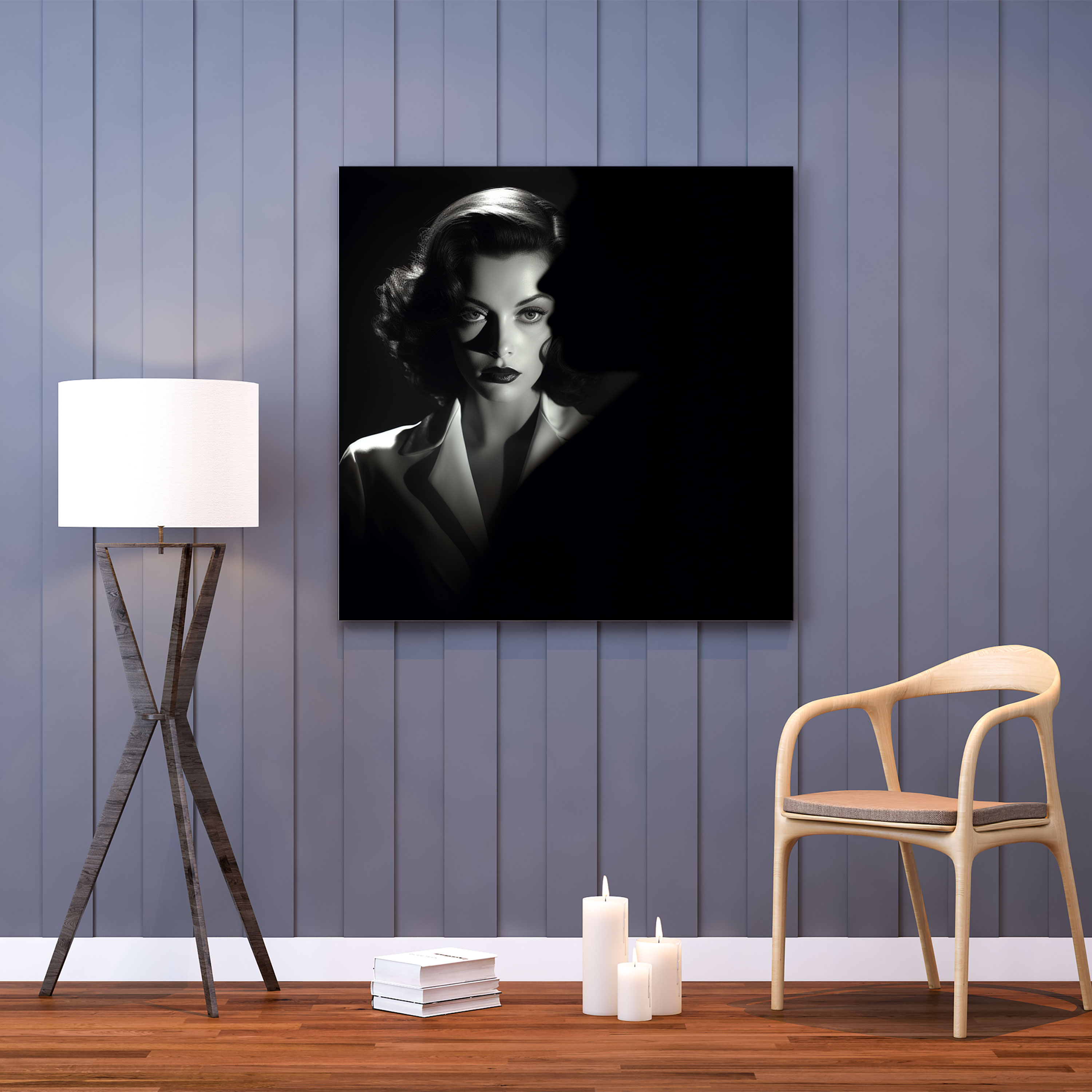 Klasik Film Noir Femme Fatale Duvar Sanatı - Gizemli Femme Fatale Kanvas Tablo
