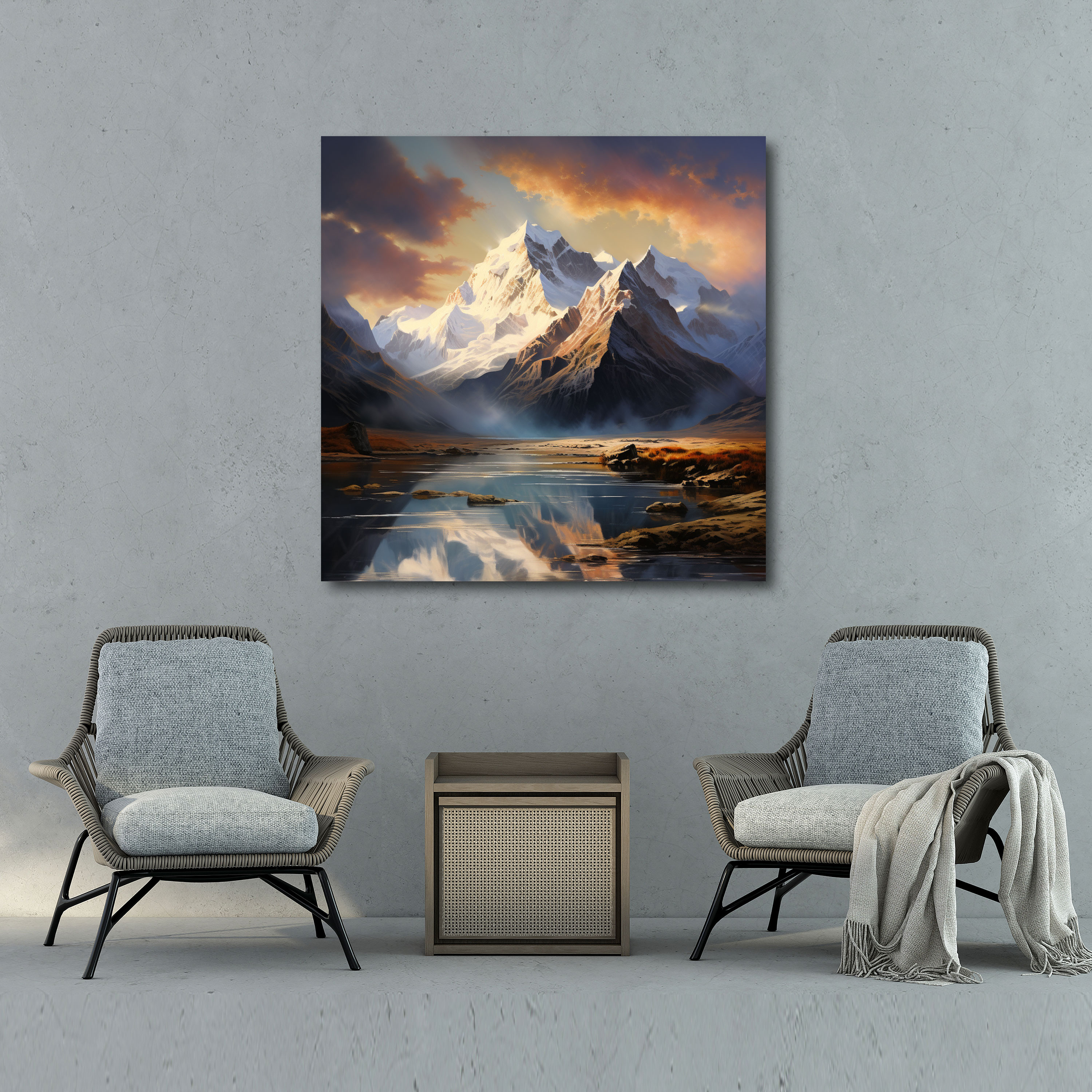 Classic Majestic Mountain Canvas Print - Classic, Majestic Mountain Range, Breathtaking View, Wall Art