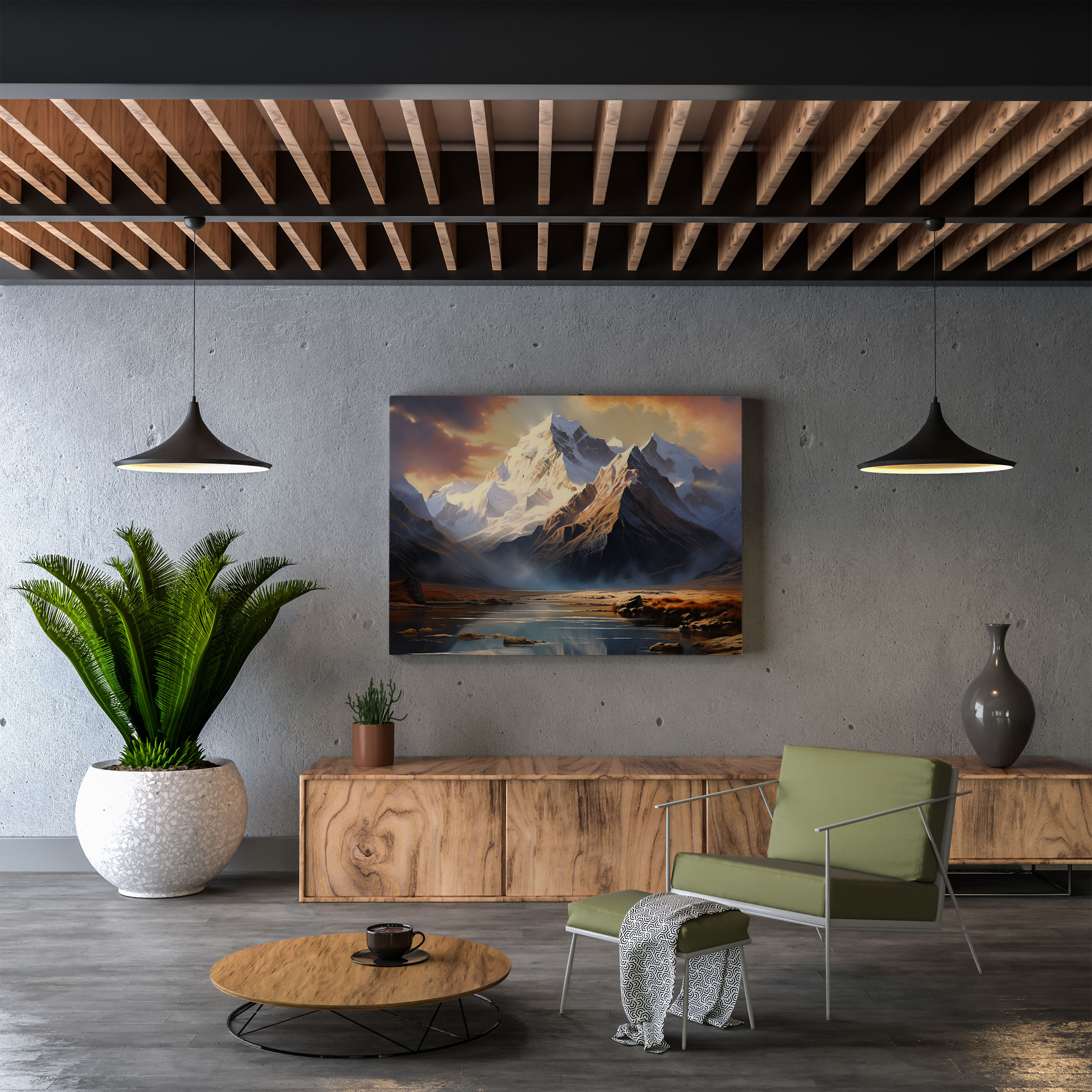 Classic Majestic Mountain Canvas Print - Classic, Majestic Mountain Range, Breathtaking View, Wall Art