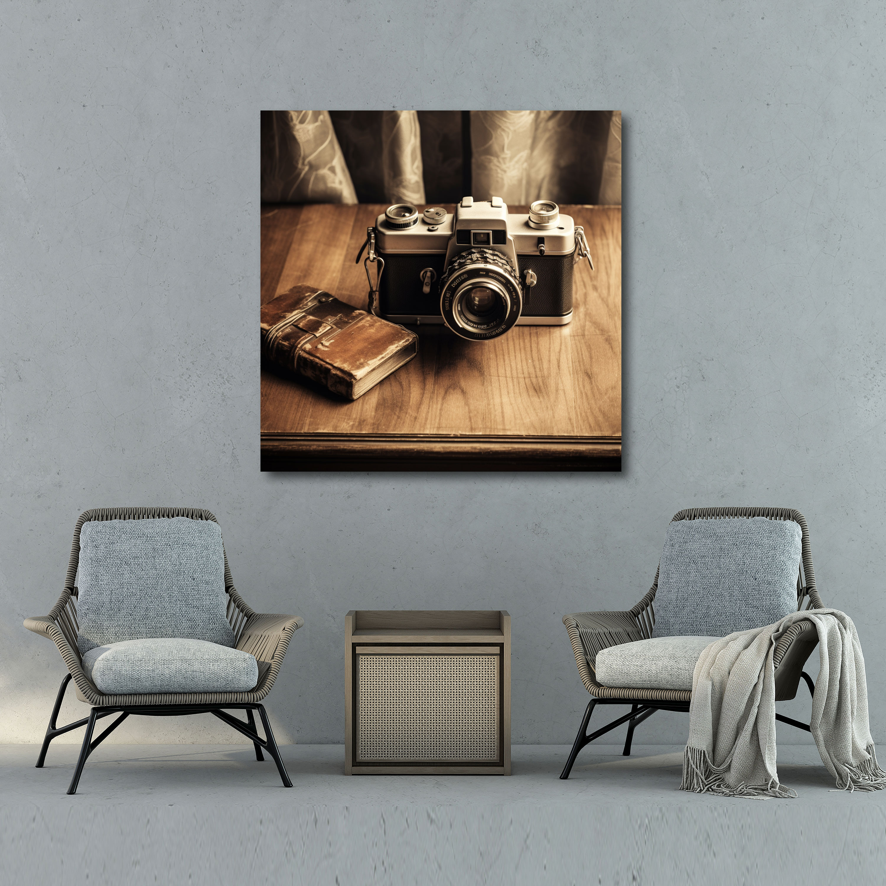 Classic Camera Wall Decoration - Classic, Nostalgic Photography, Wooden Table, Home Decoration
