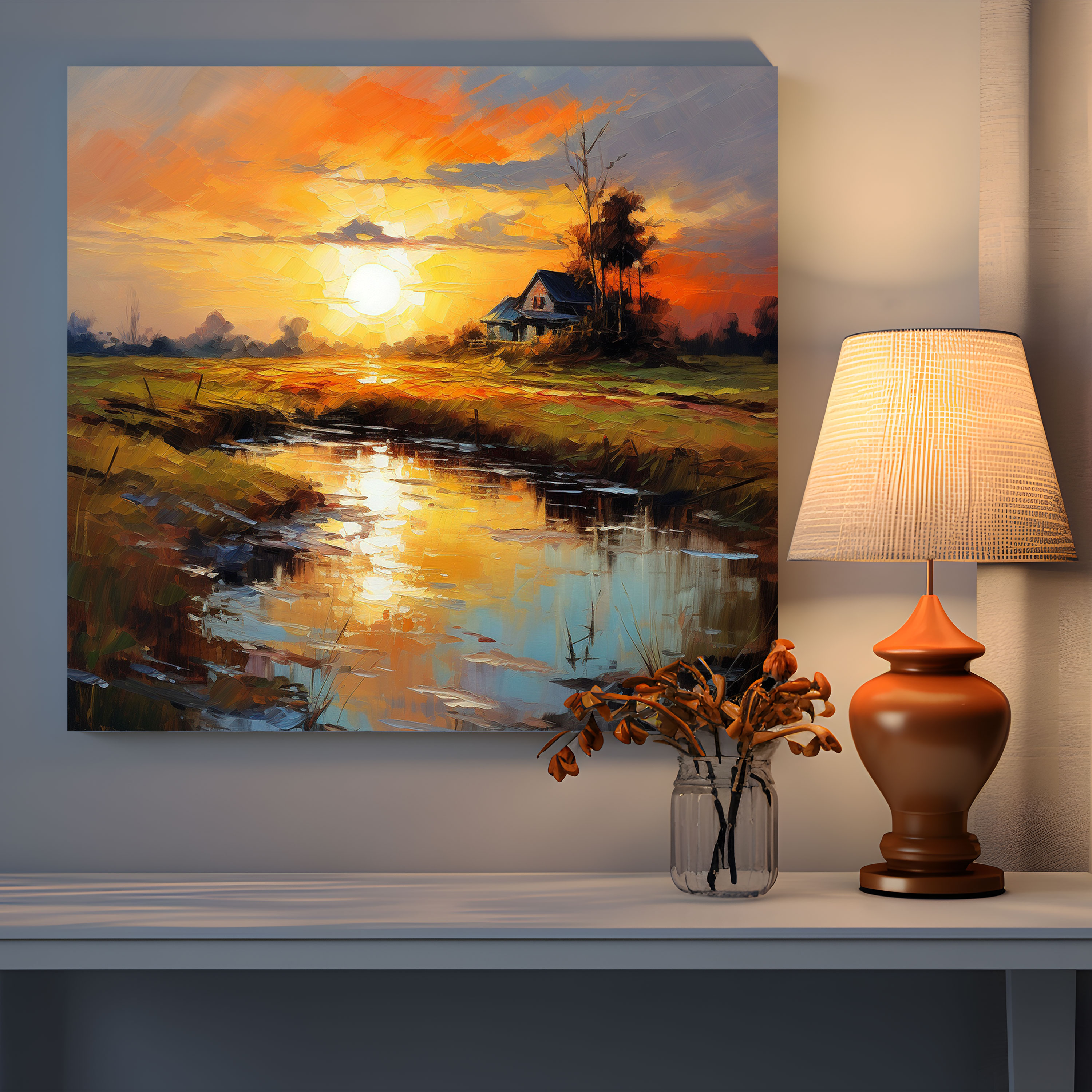 Classic Impressionist Sunrise Canvas Print - Classic, Canvas Wall Art, Peaceful, Landscape