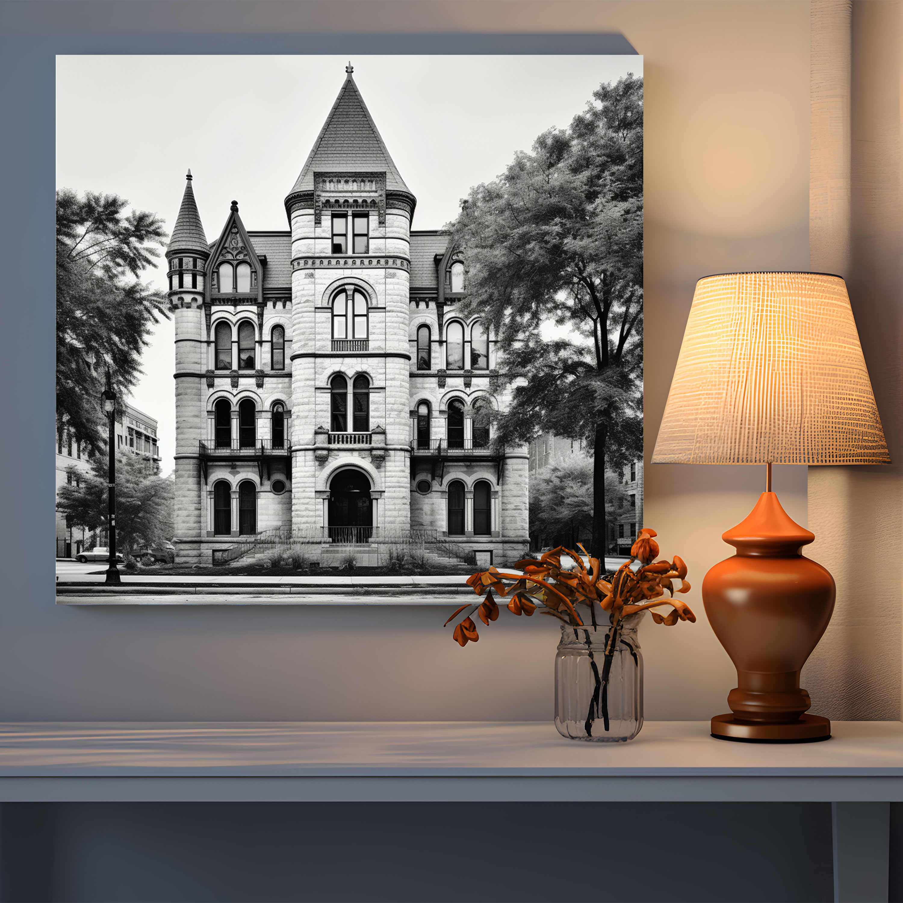 Classic Wall Art - Black And White Photograph Of Historic Building - Classic, Canvas Wall Art, Wall Art, Wall Decoration
