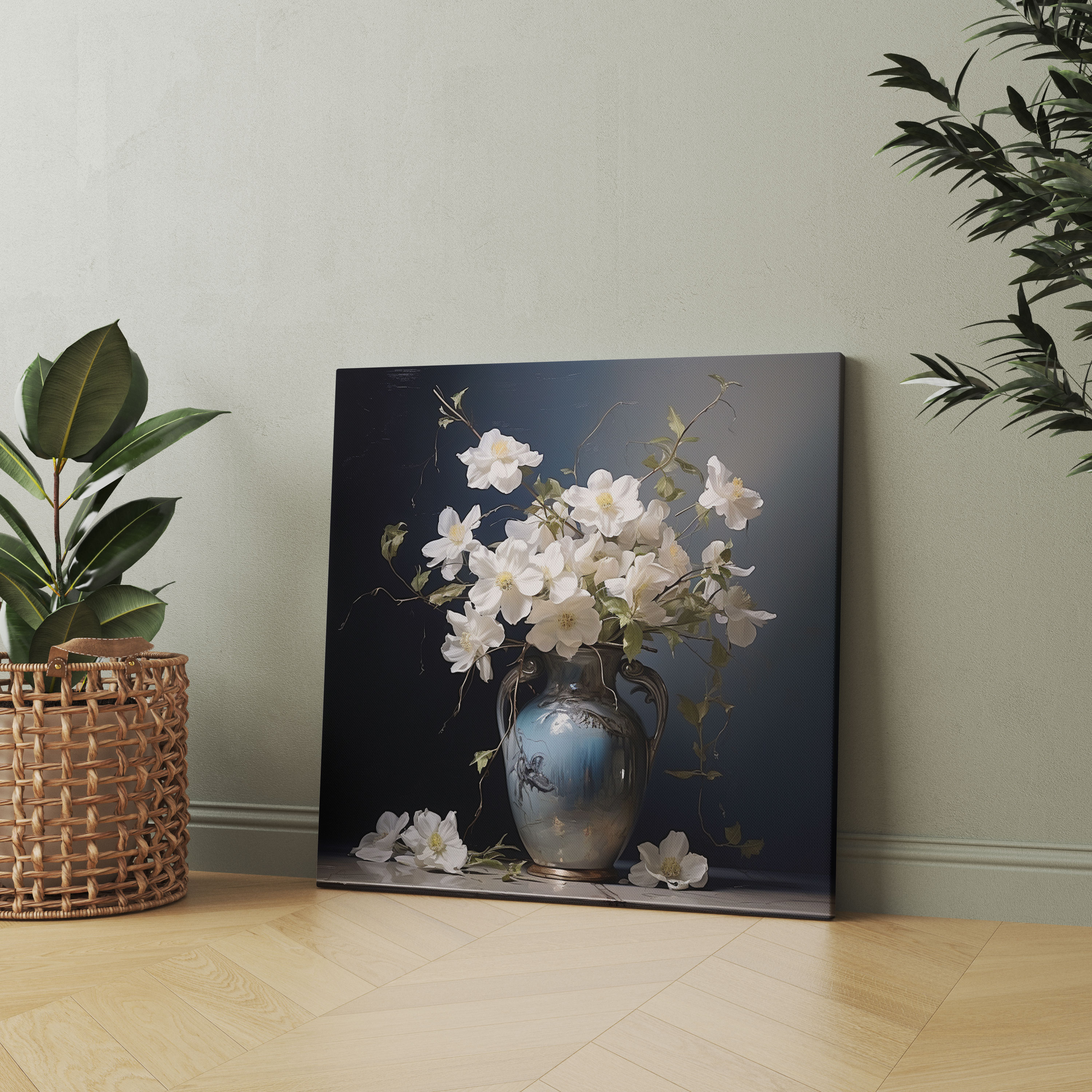 Classic Canvas Print - Painting Of Vase With Delicate Flowers - Classic, Painting, Tranquility, Wall Art