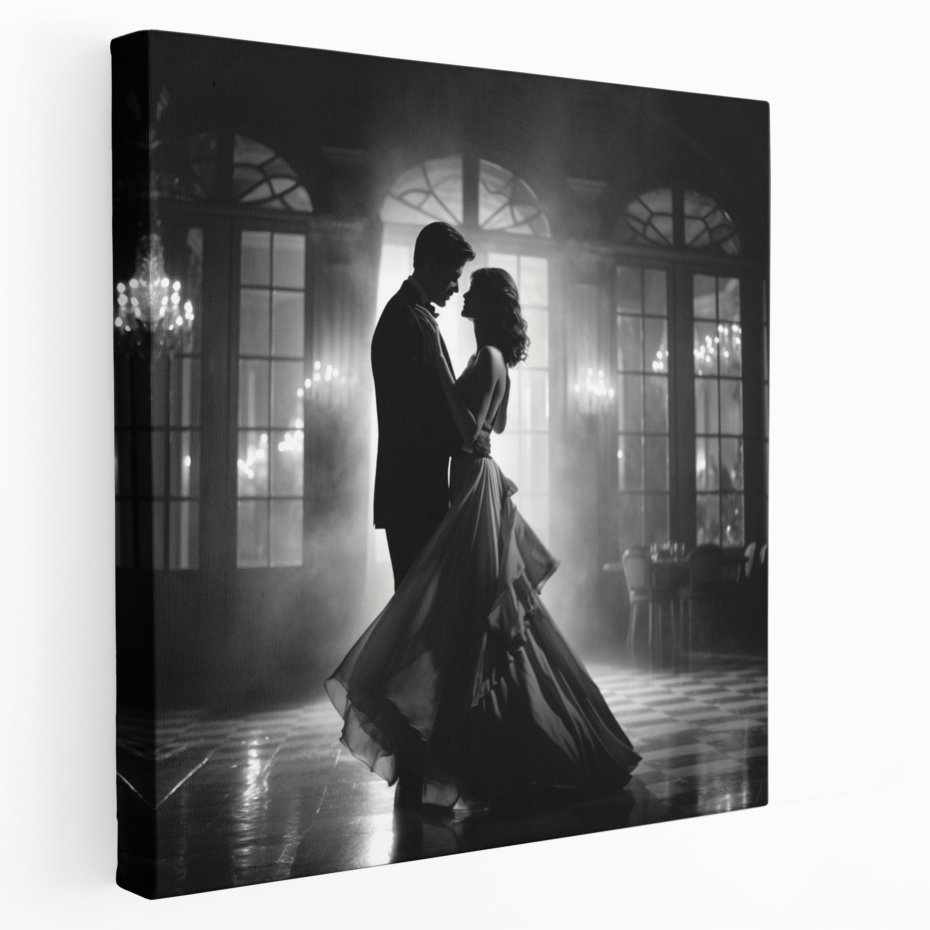 Classic Black And White Canvas Print - Couple Dancing In Ballroom - Classic, Vintage, Wall Art, Canvas Print