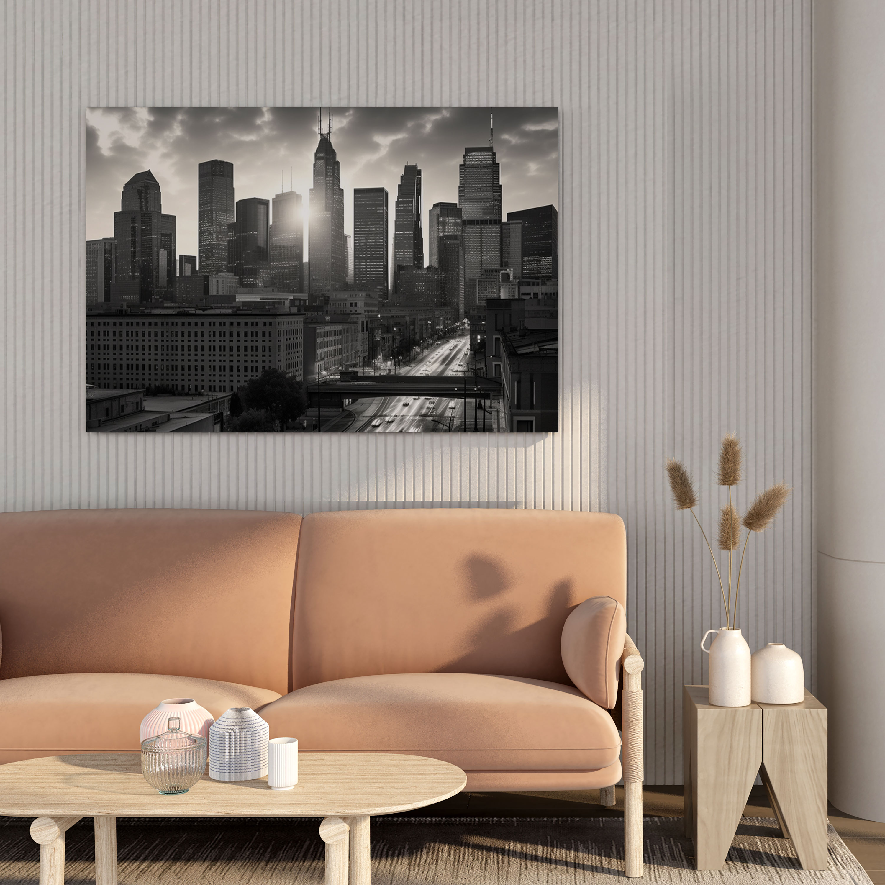 Classic Black And White Wall Art - City Skyline At Dusk - Classic, Wall Decoration, Canvas, Classic