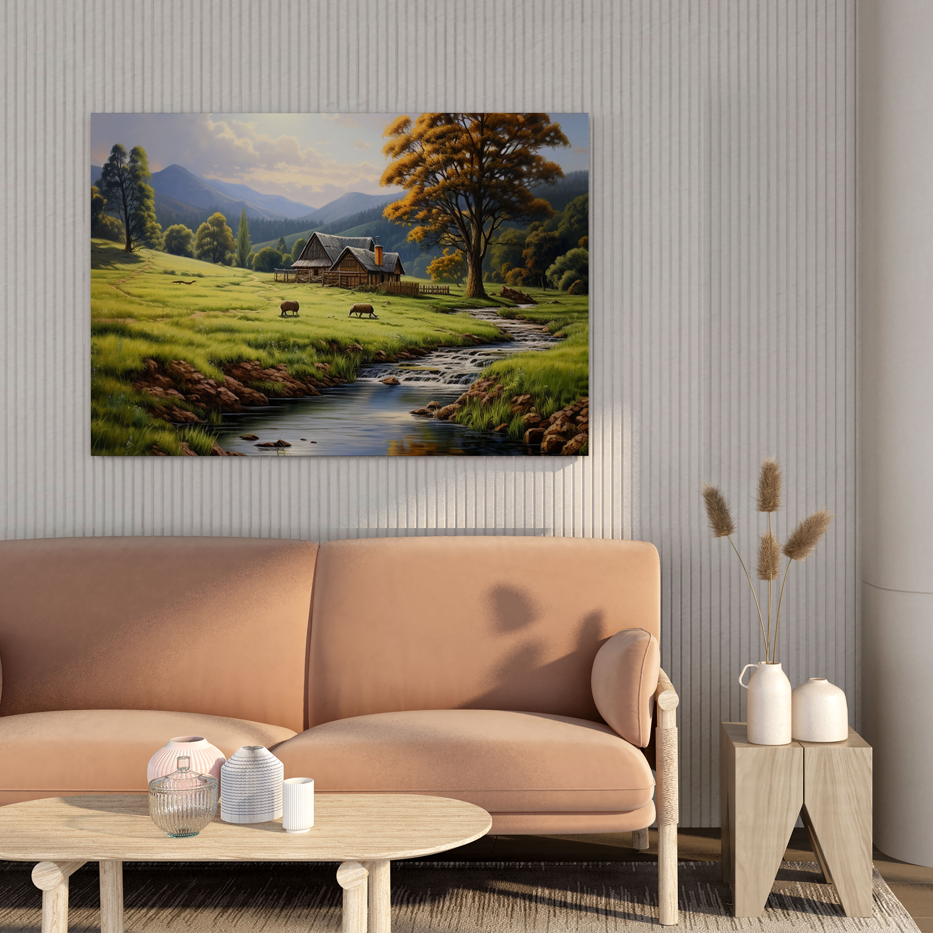 Classic Landscape Canvas Print - Peaceful Countryside Scene - Classic, Home Decoration, Natural, Canvas