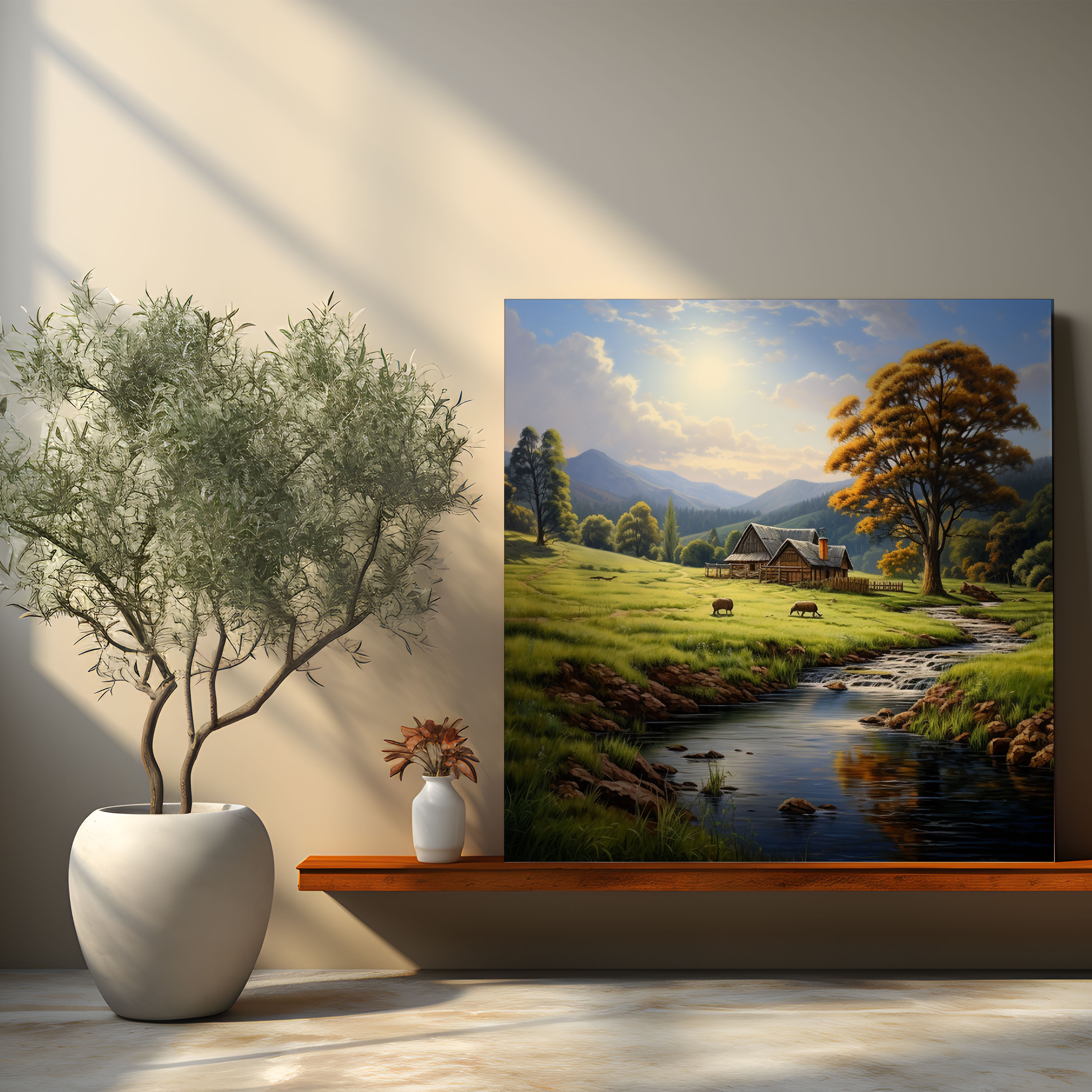 Classic Landscape Canvas Print - Peaceful Countryside Scene - Classic, Home Decoration, Natural, Canvas