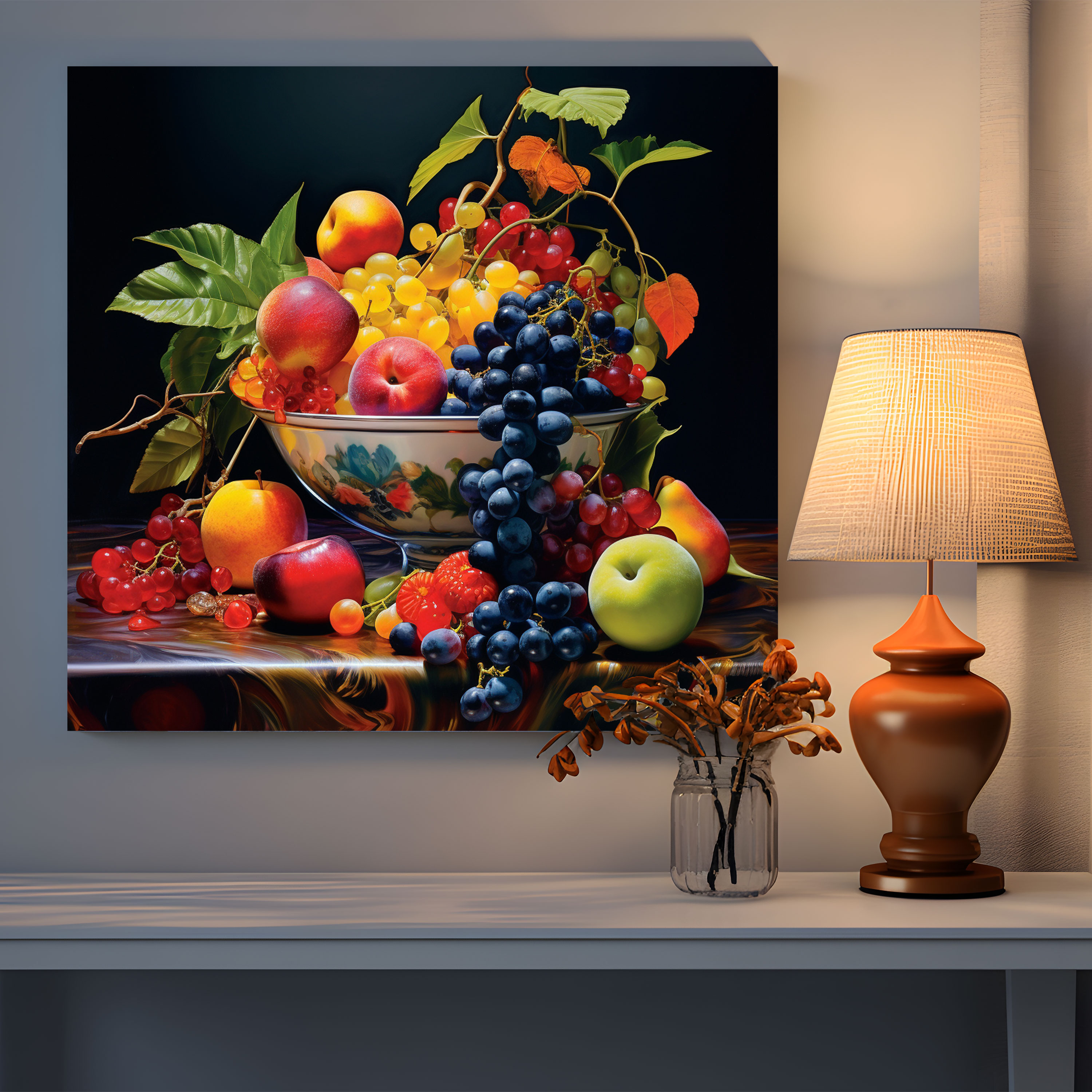 Classic Still Life Wall Art - Bowl Of Fresh Fruits - Classic, Canvas, Classic, Wall Decoration