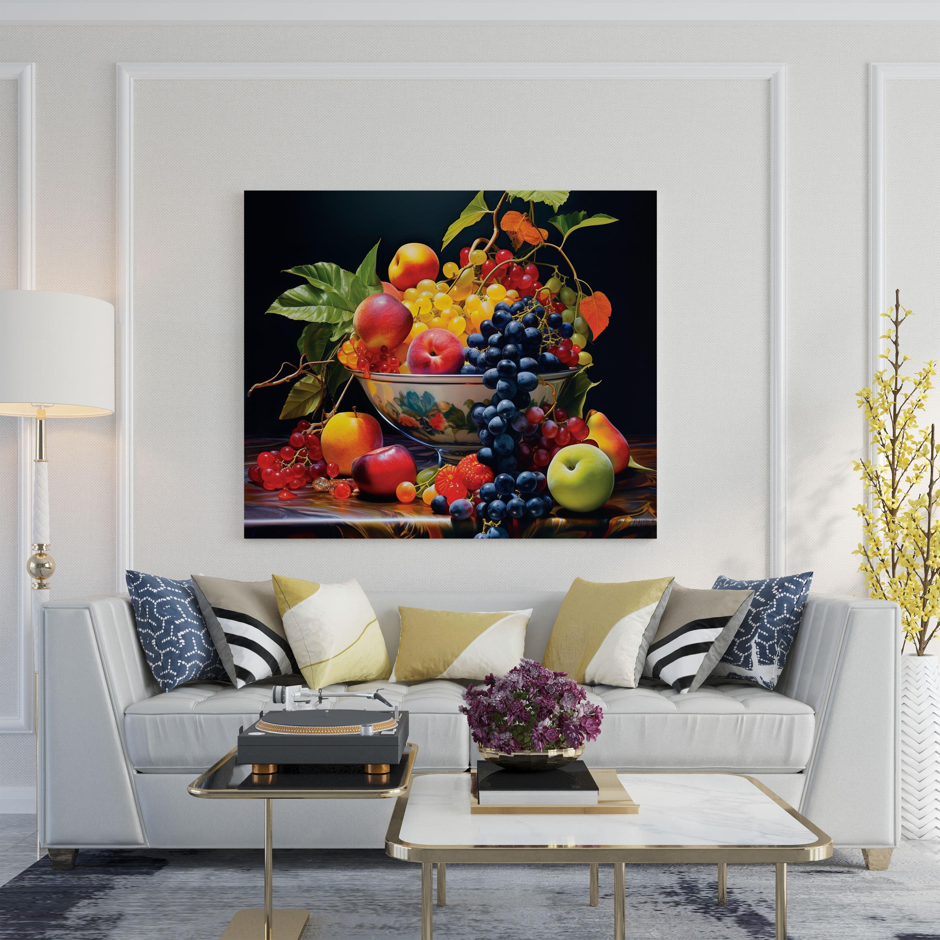 Classic Still Life Wall Art - Bowl Of Fresh Fruits - Classic, Canvas, Classic, Wall Decoration