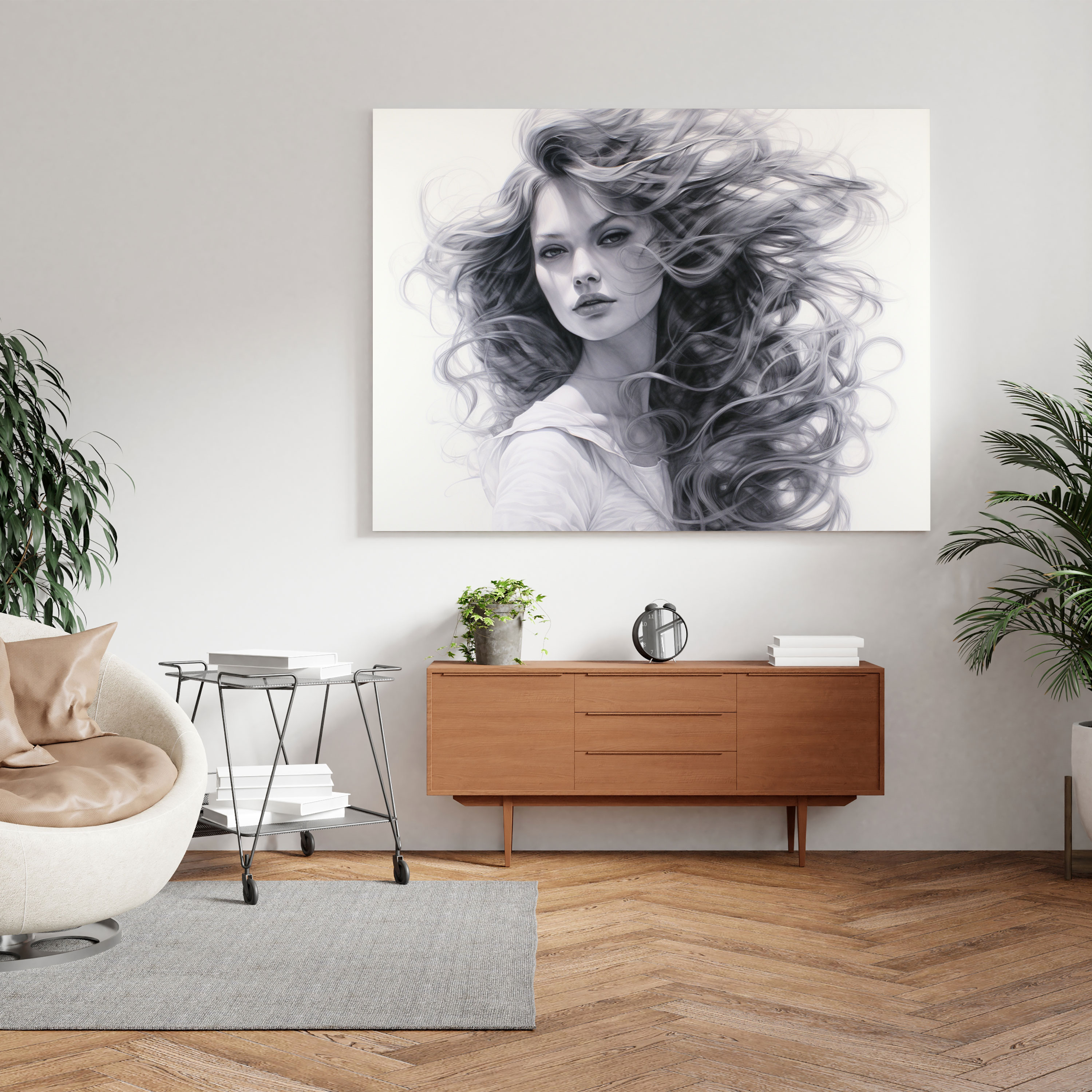 Classic Canvas Print - Mysterious Woman - Classic, Classic, Sketch Drawing, Canvas