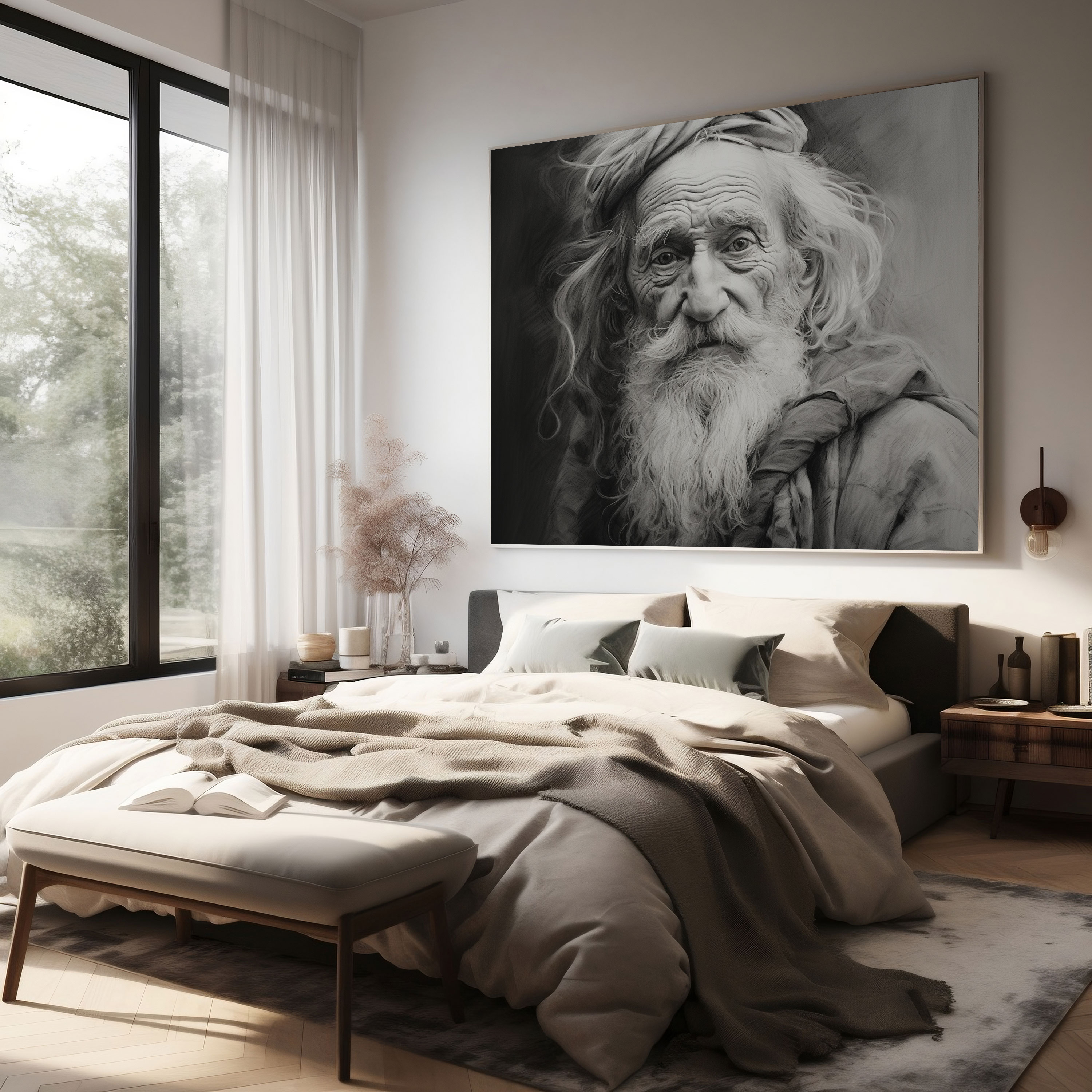 Classic Canvas Print - Old Wise Man - Classic, Canvas Wall Art, Charcoal Sketch, Classic