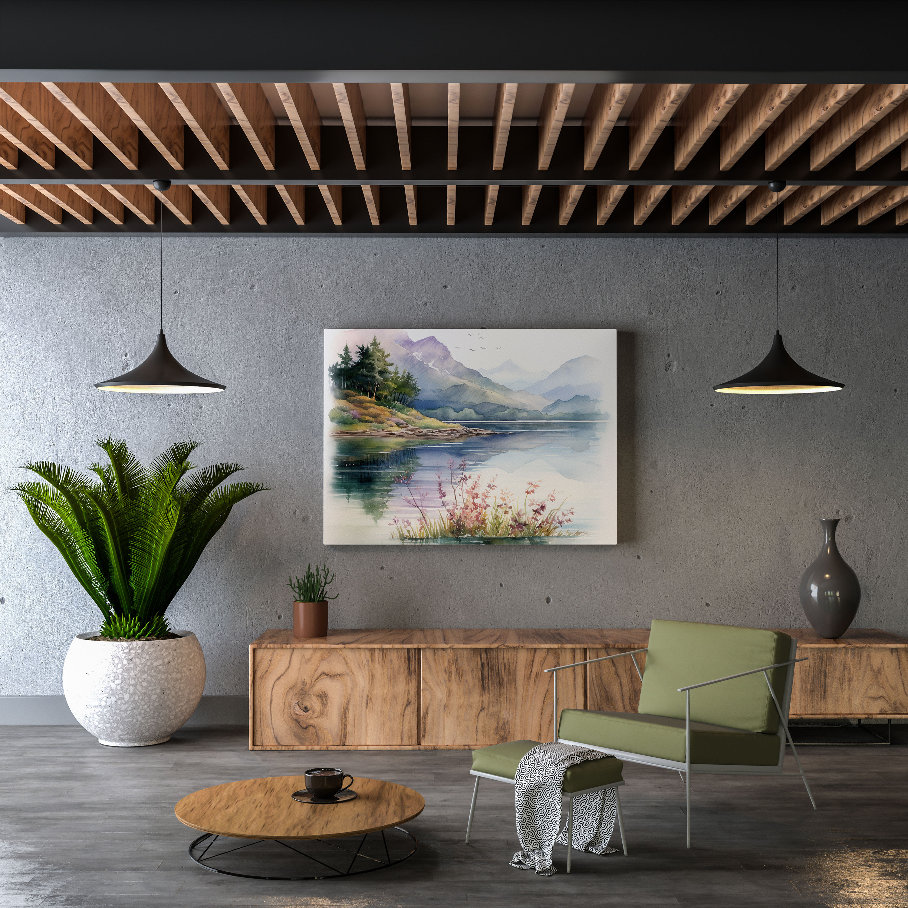 Serene Classic Landscape Canvas Print - Classic, Mountains, Wall Art, Canvas
