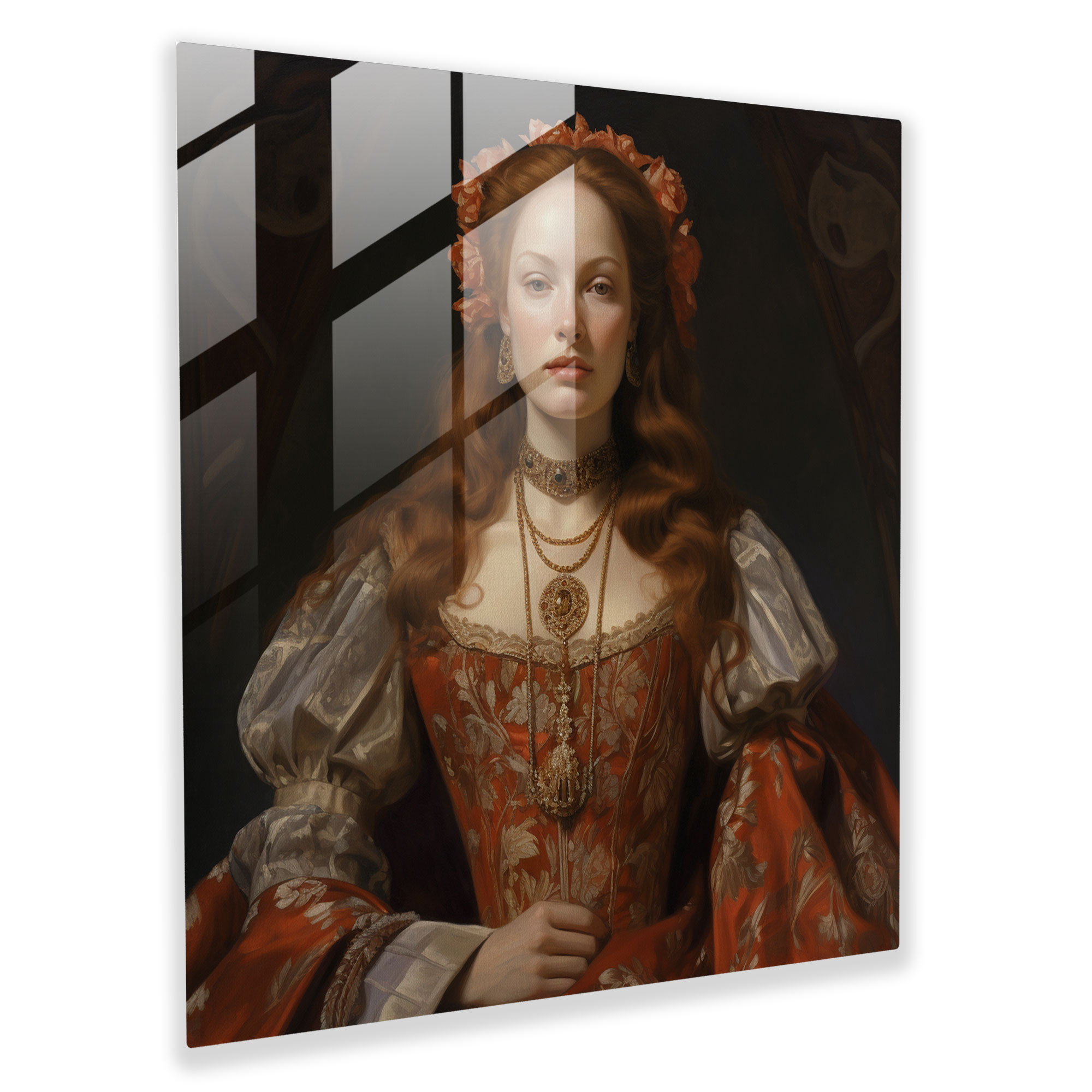 Classic Regal Glass Print - Classic, Glass Print, Noblewoman, Glass Wall Art