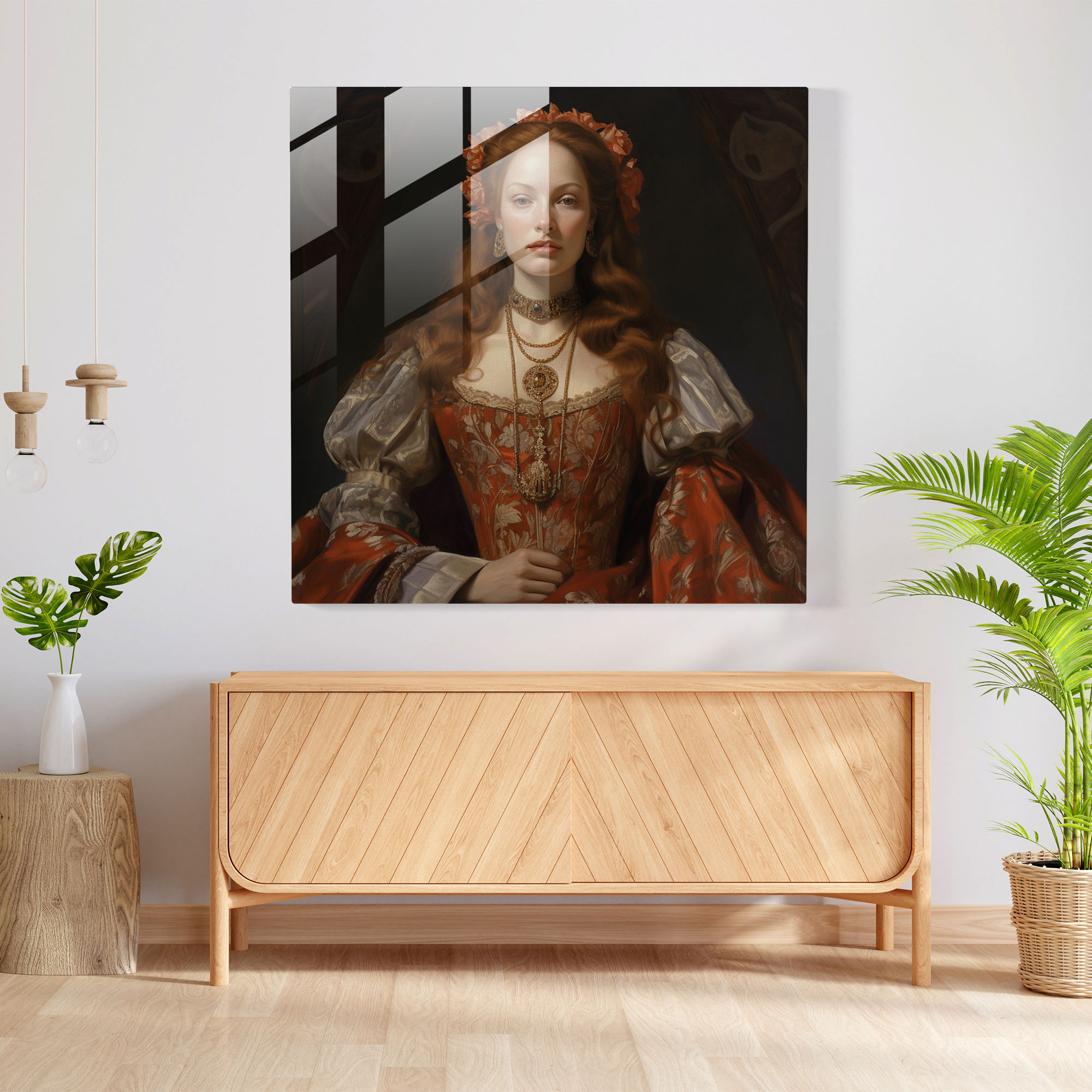 Classic Regal Glass Print - Classic, Glass Print, Noblewoman, Glass Wall Art