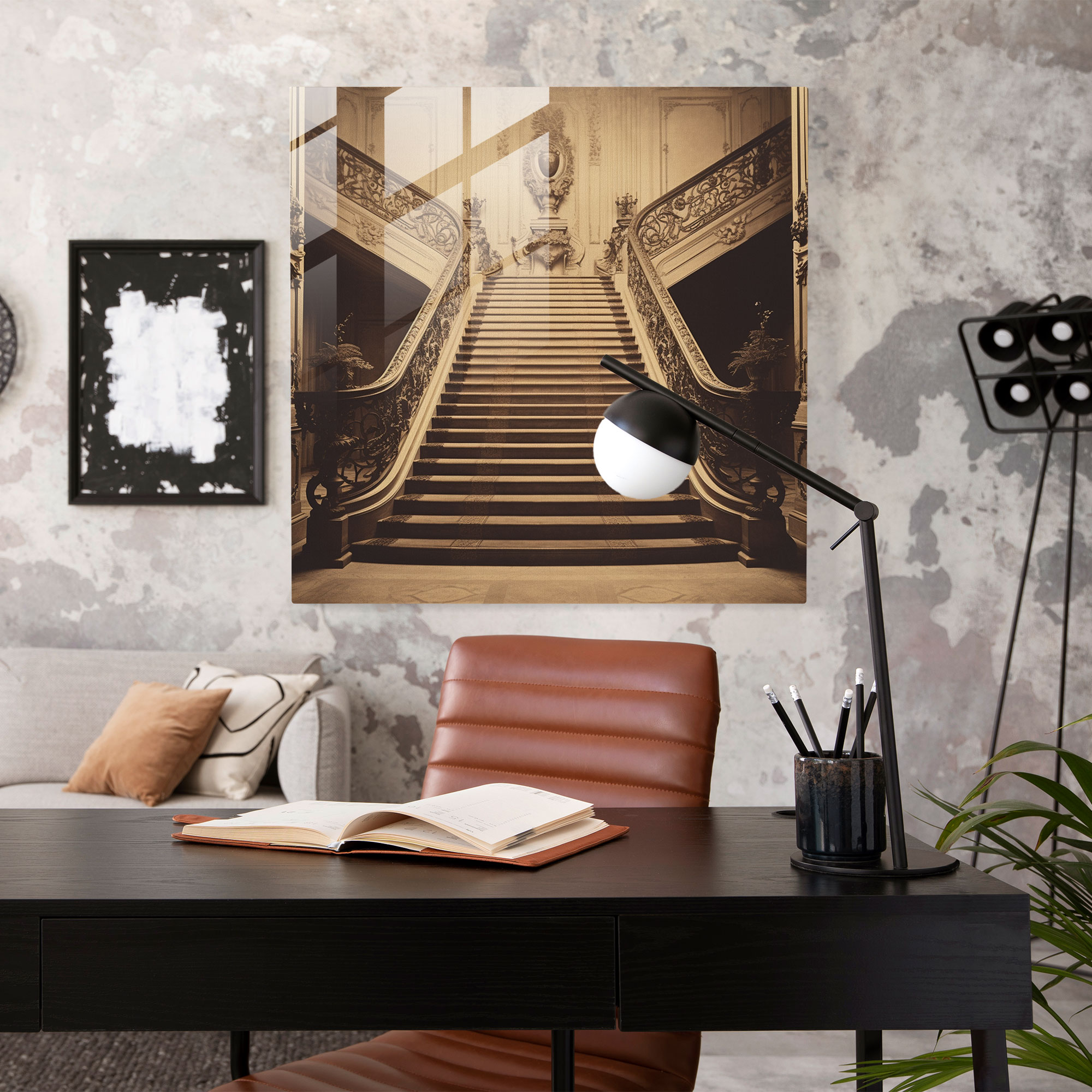 Classic Staircase Glass Print - Classic, Vintage, Glass Wall Art, Glass Art