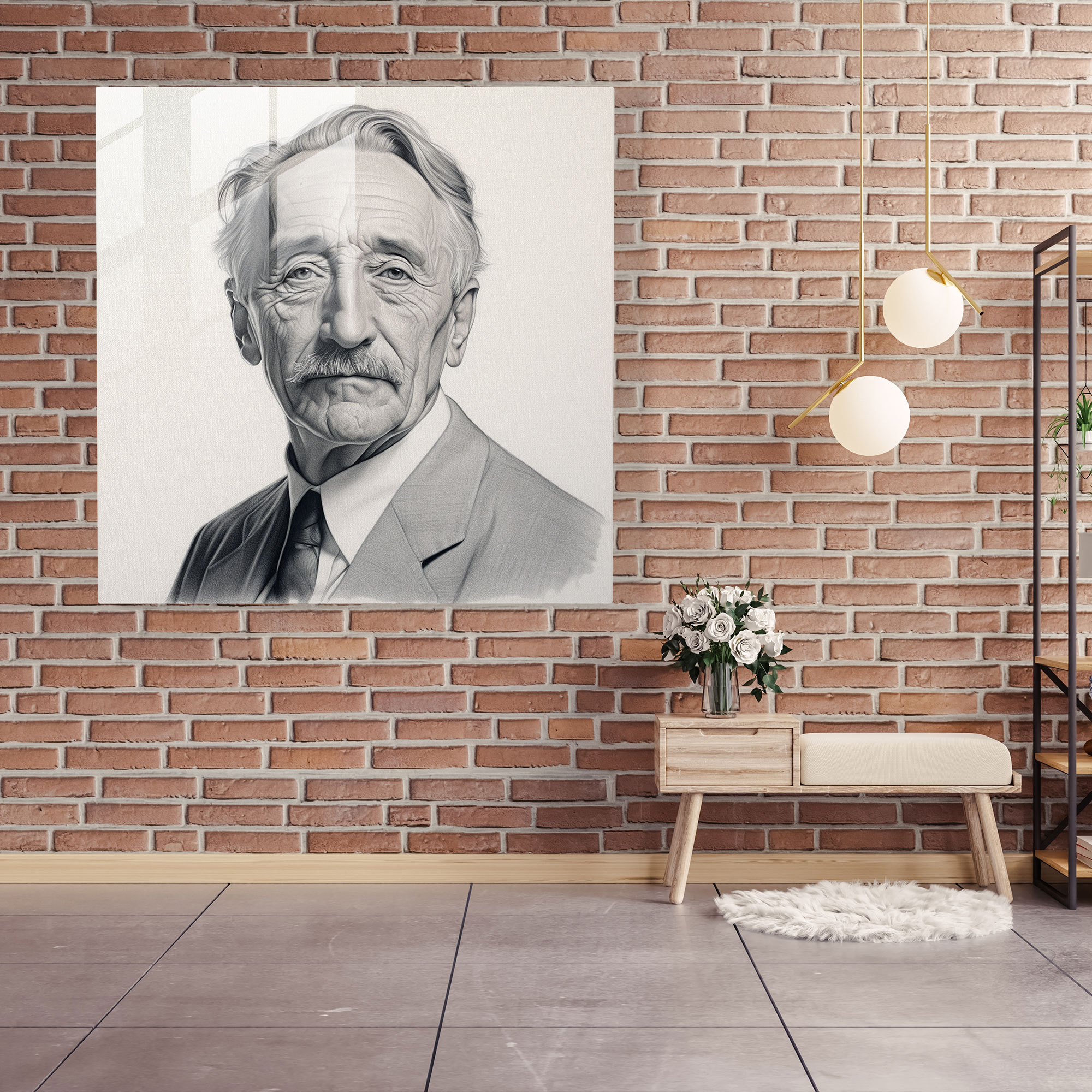 Classic Pencil Sketch Glass Print - Classic, Renowned Artist, Home Decoration, Wall Decoration